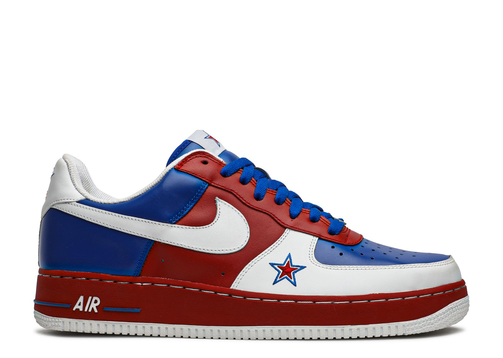 Air force 1 on sale white blue and red