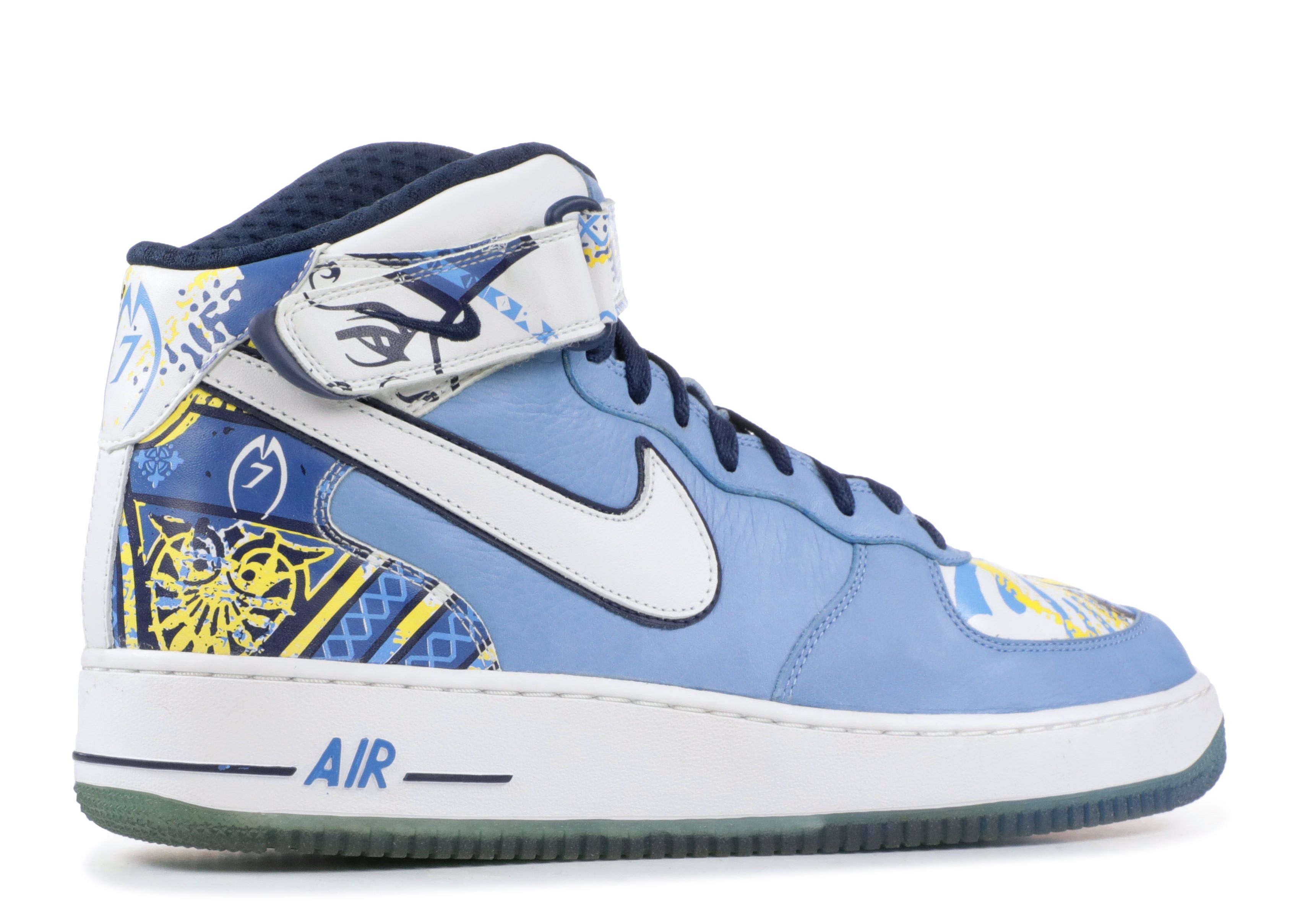 air force 1 mid blue and white