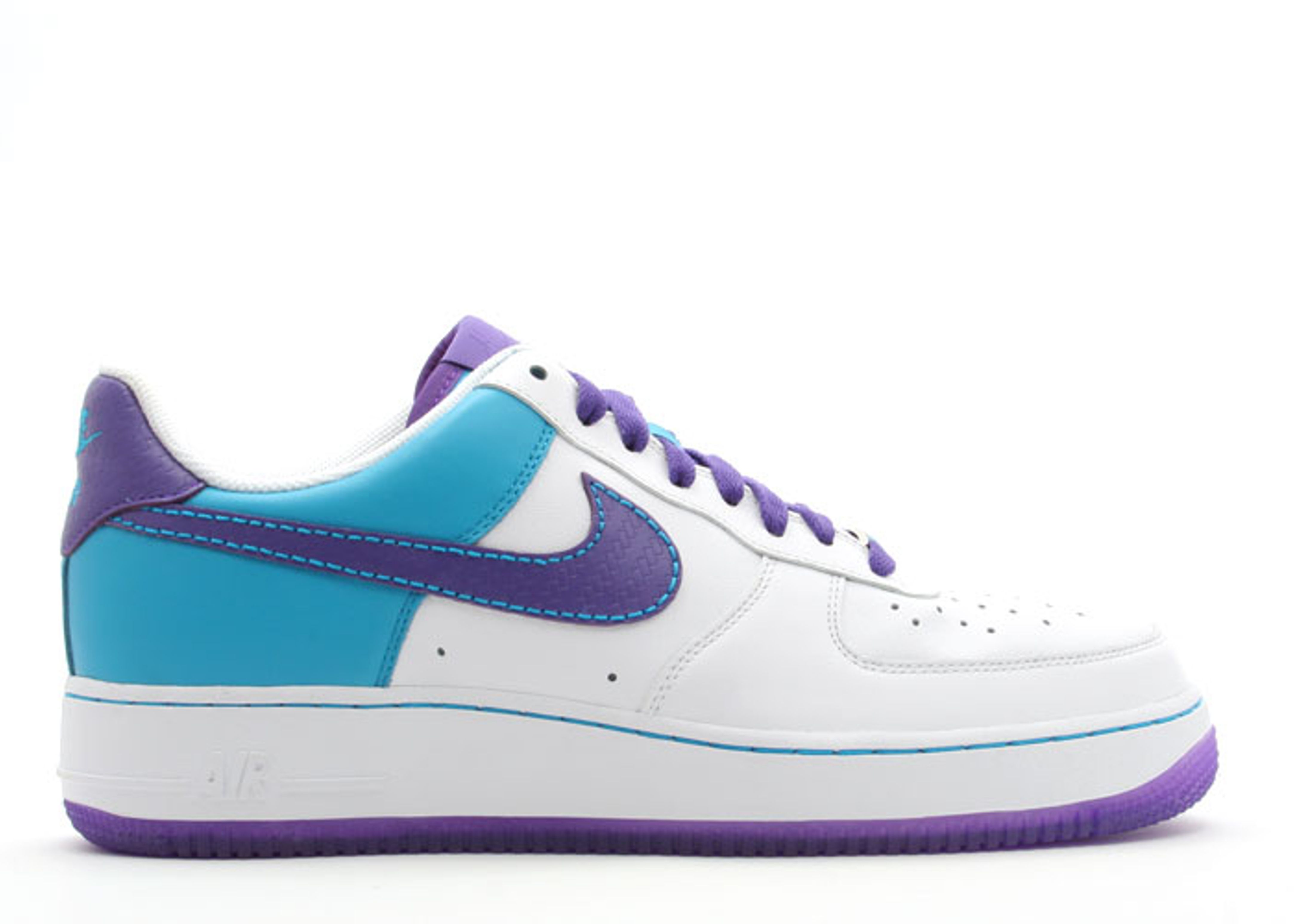purple and white air force ones