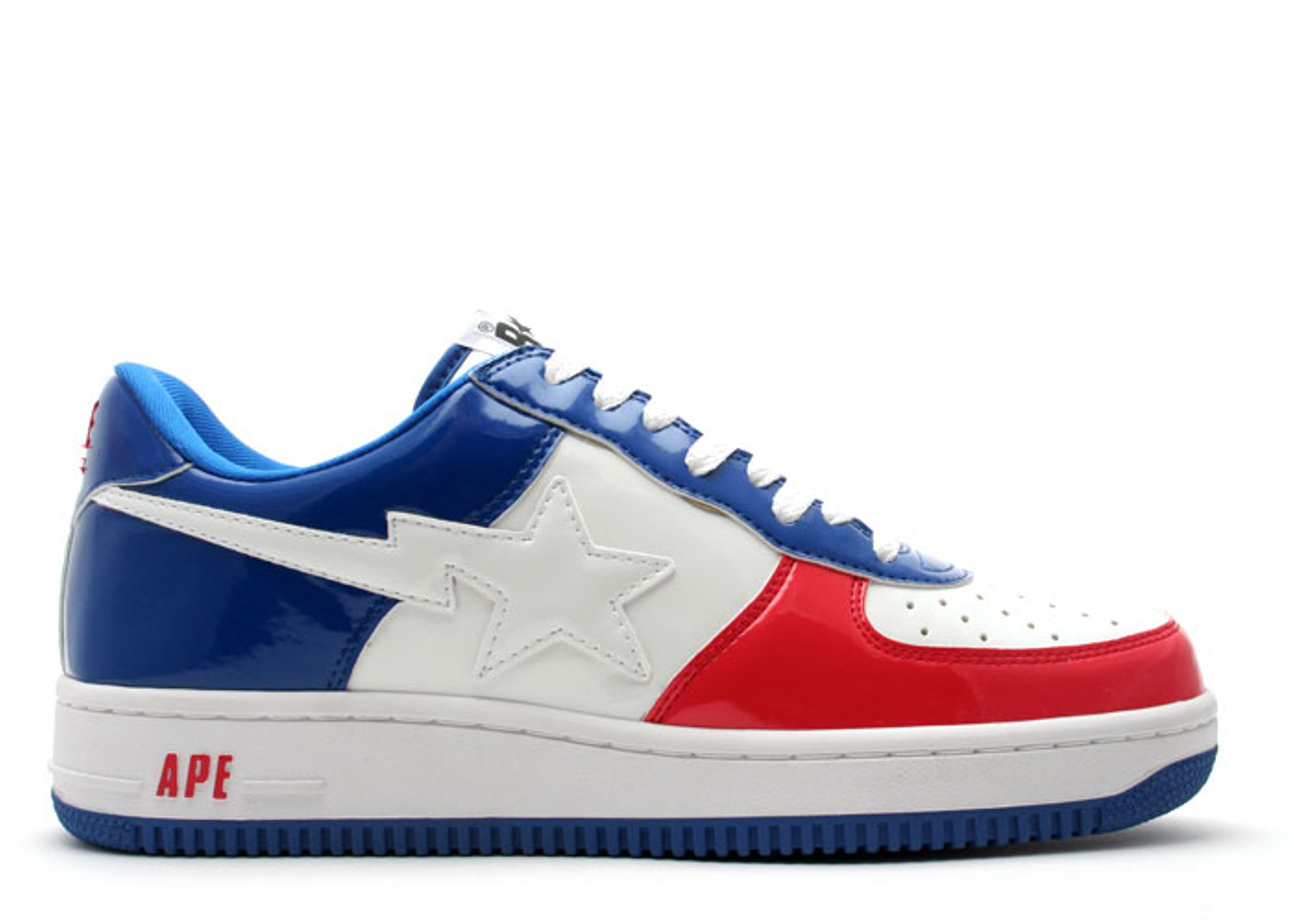 Red white and 2025 blue bapesta