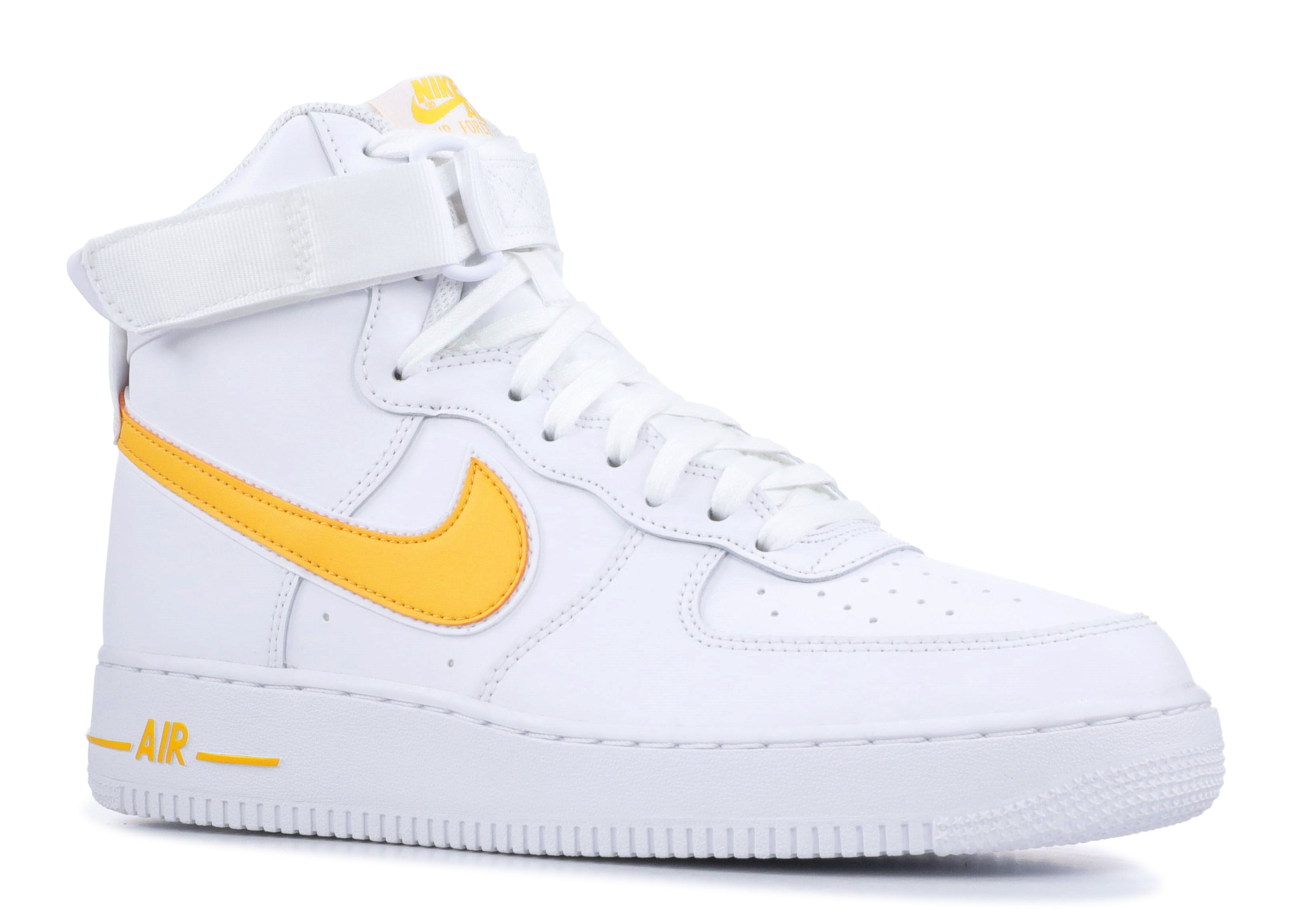 white and yellow air force 1 high top