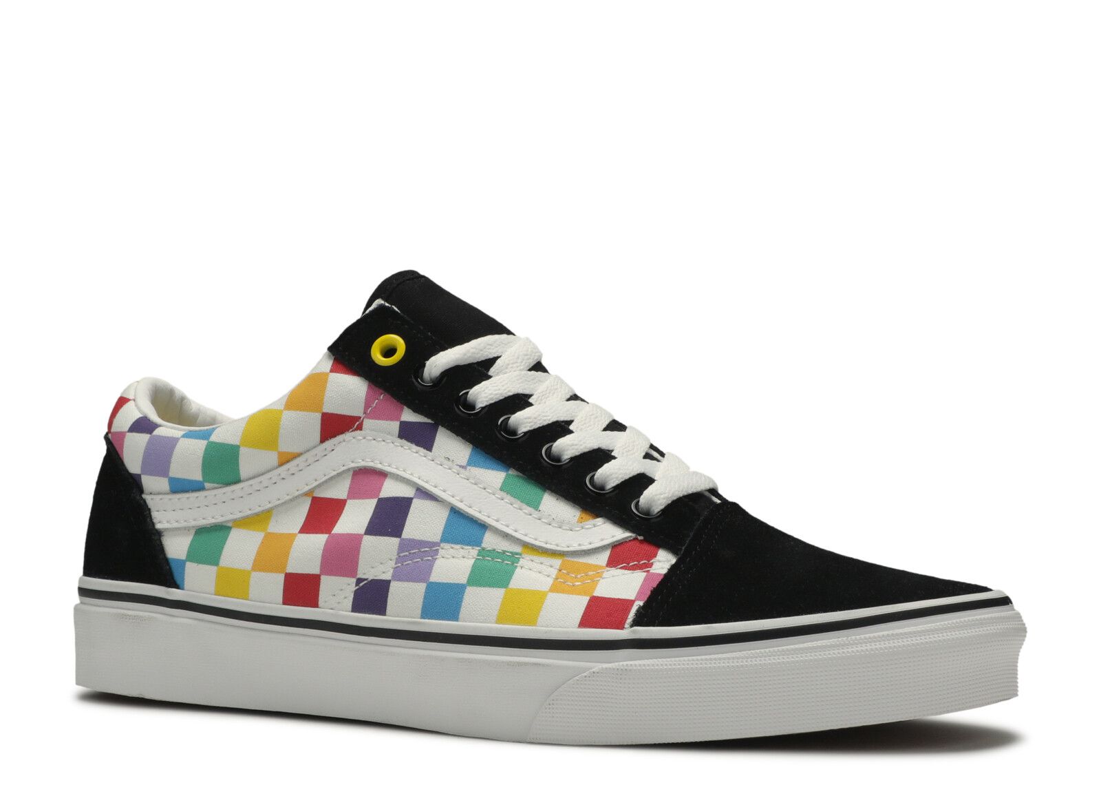 black rainbow checkered vans