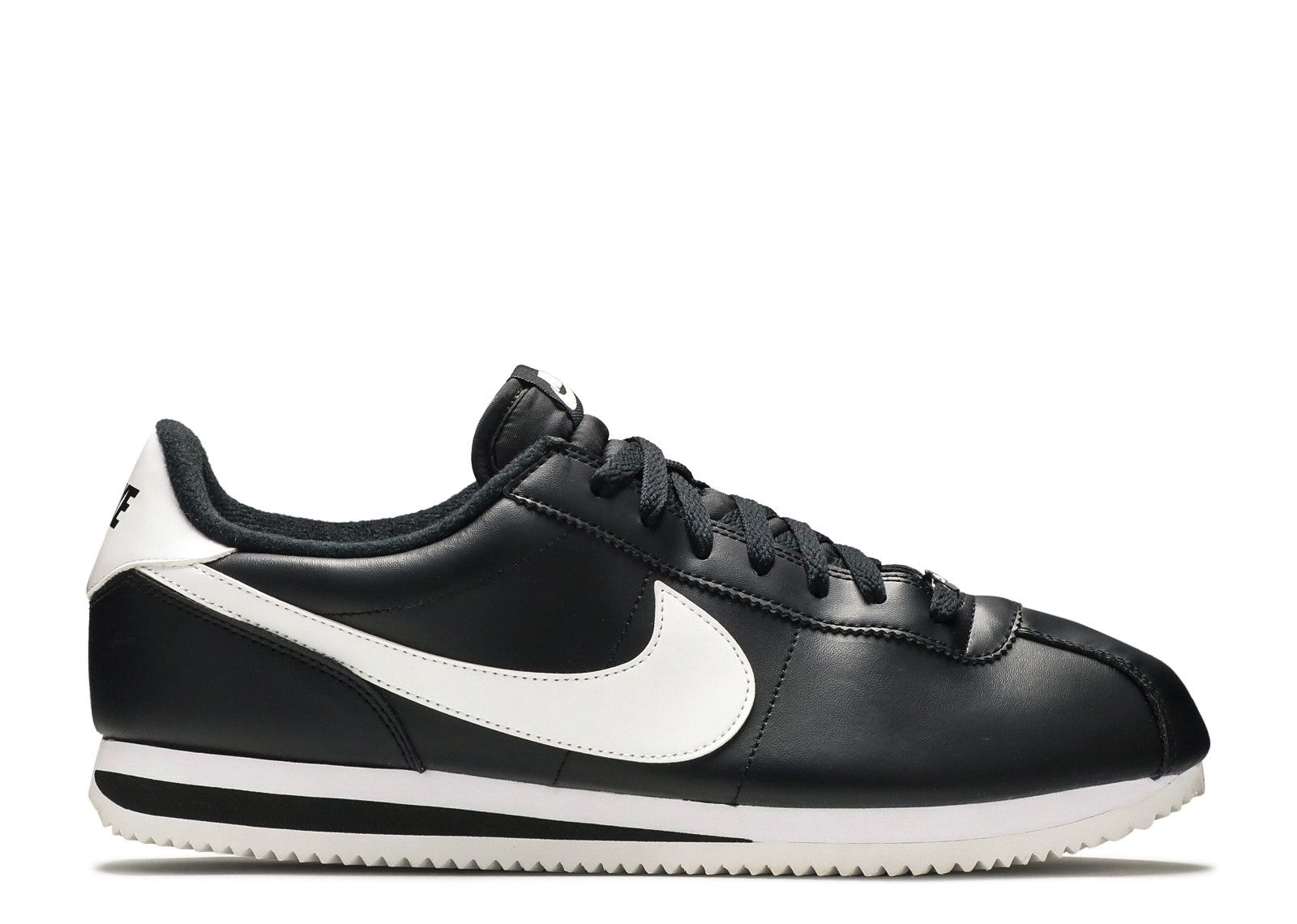 nike cortez basic leather black white