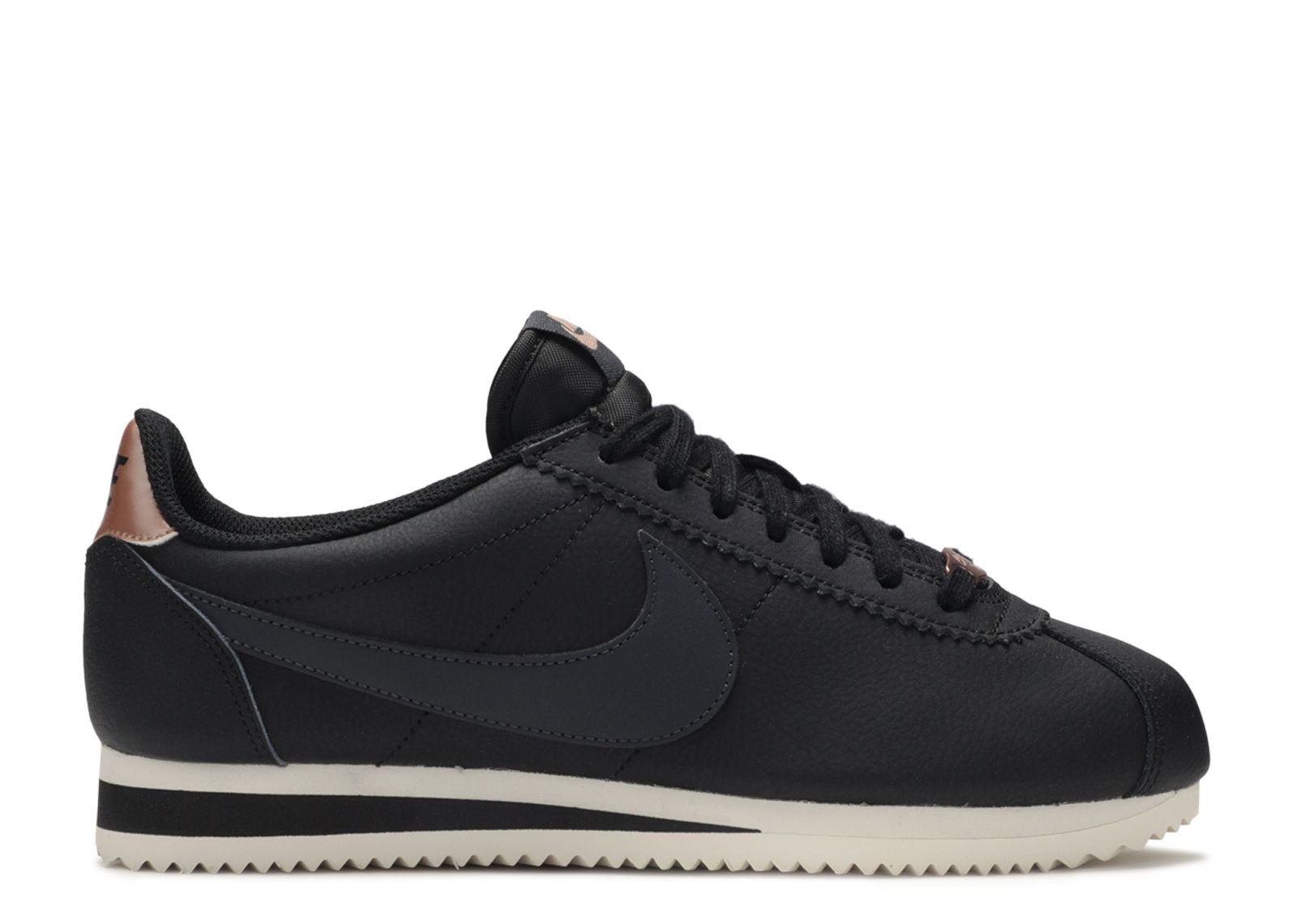 Nike Classic Cortez Leather Luxe Trainers In Black And Metallic Bronze, ASOS