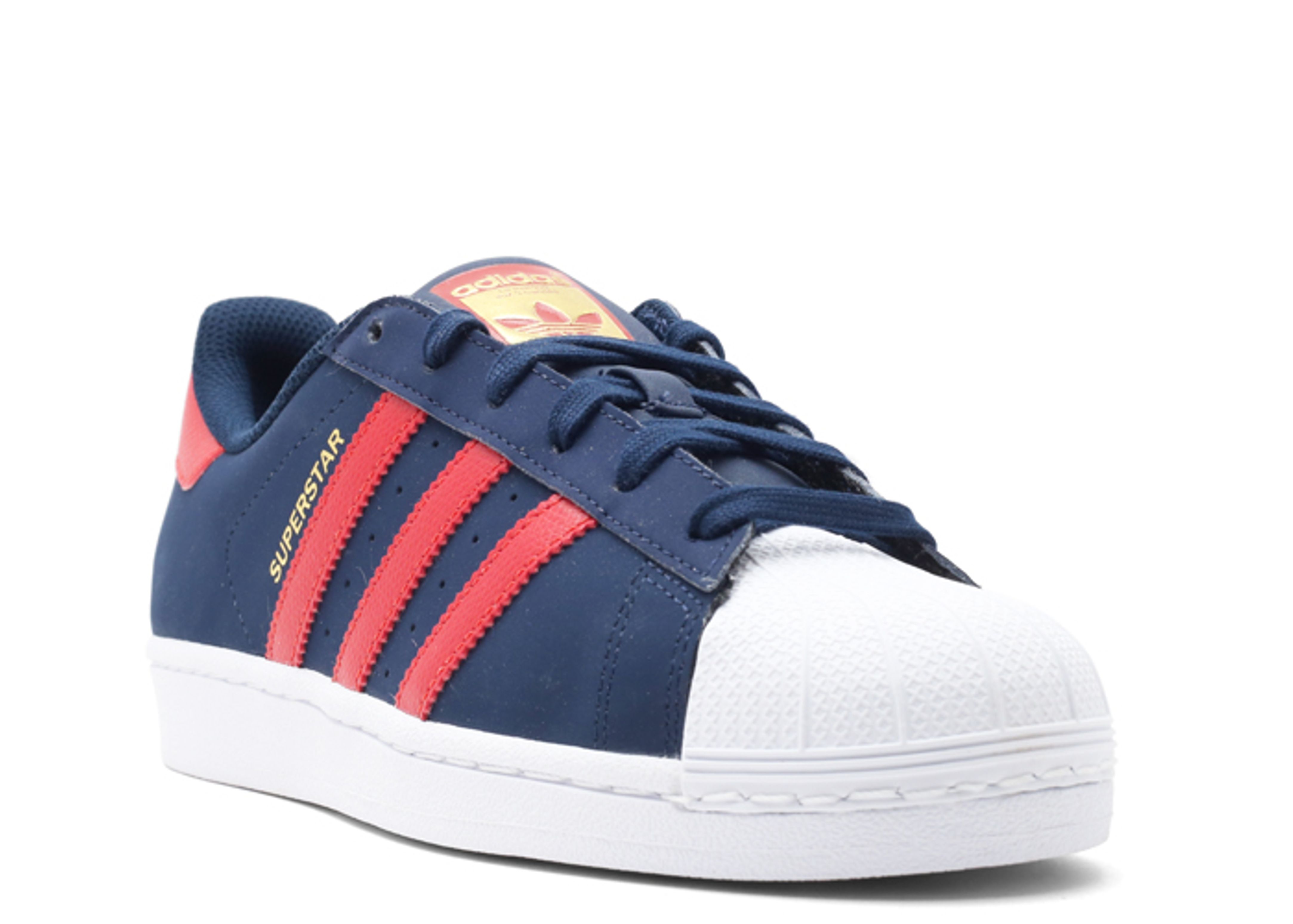 Adidas superstar navy blue red best sale