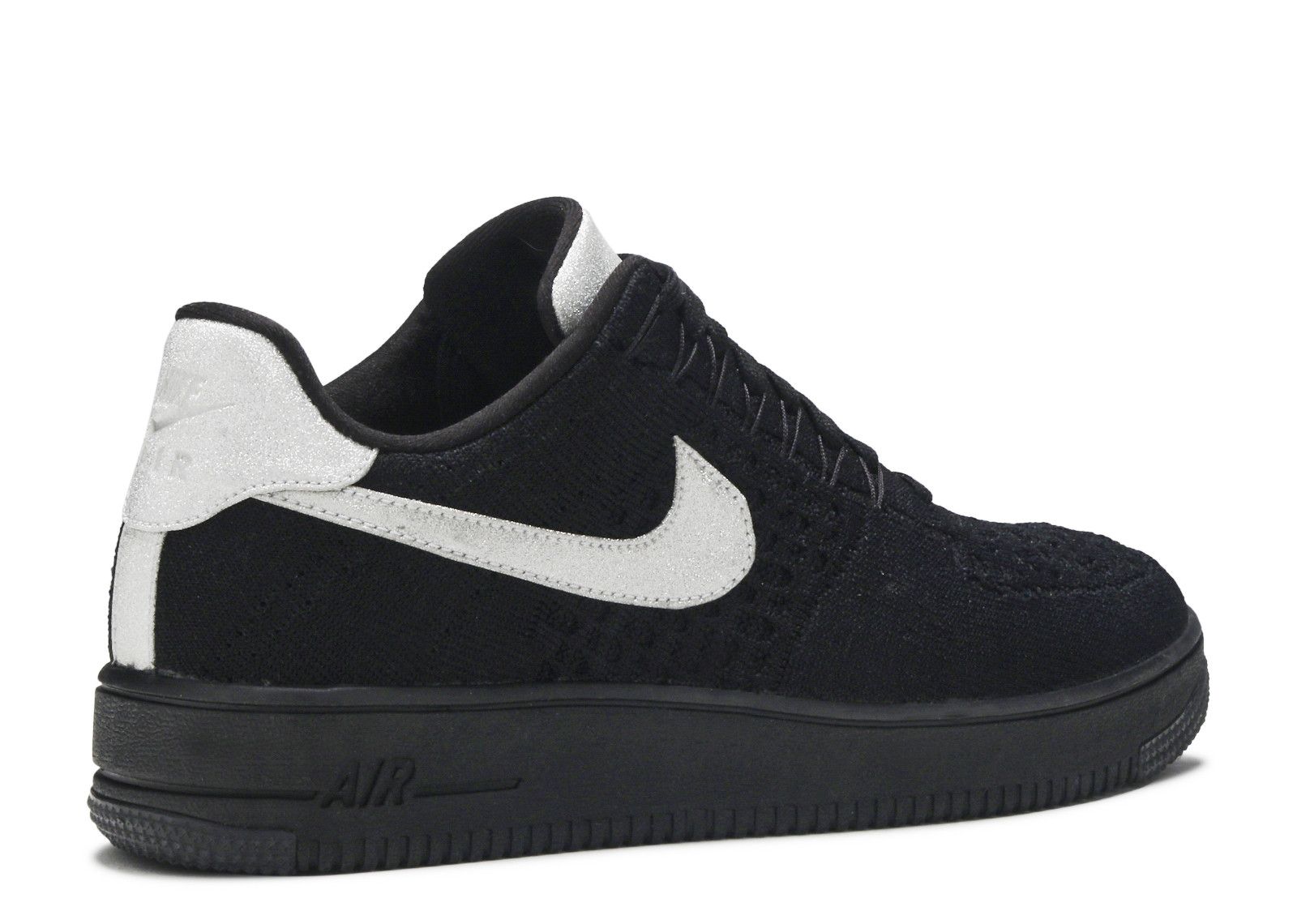 air force 1 flyknit low black metallic silver