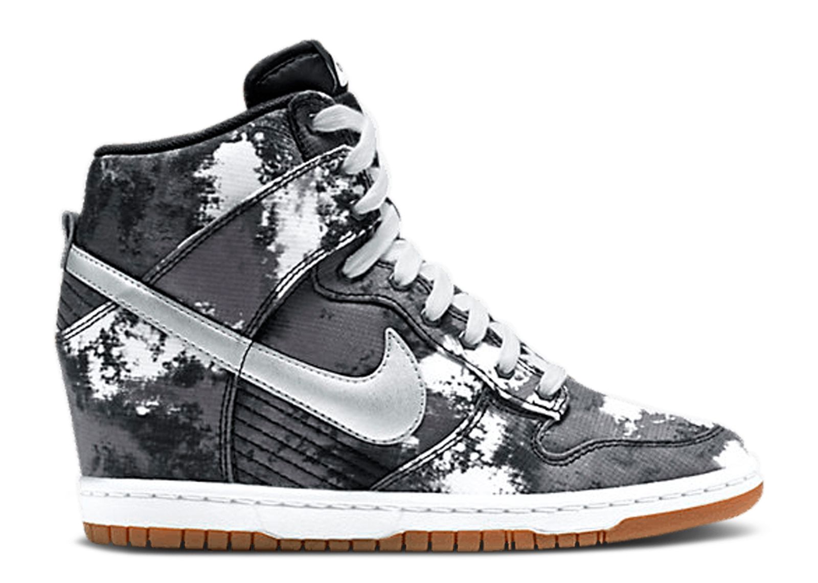 Wmns Dunk Sky Hi Print Nike 543258 004 black volt gum medium brown metallic silver Flight Club