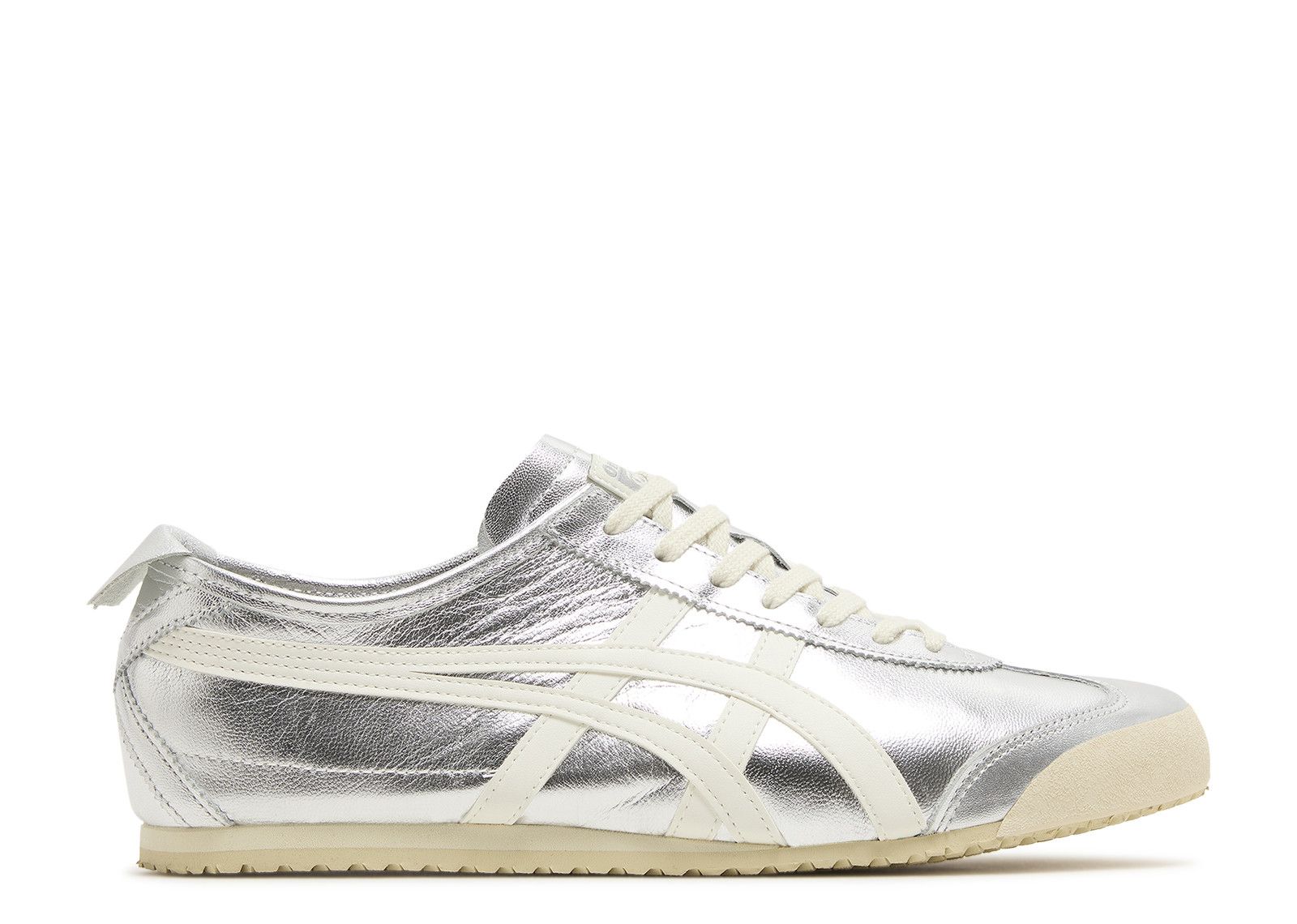 Onitsuka Tiger Mexico 66 in Silver Leather Lace Up Casual Trainers