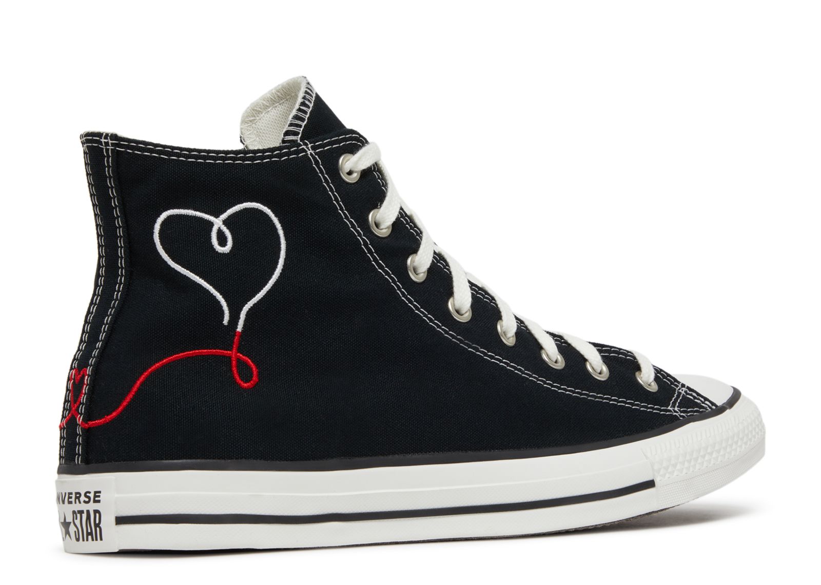 black converse high tops made with love