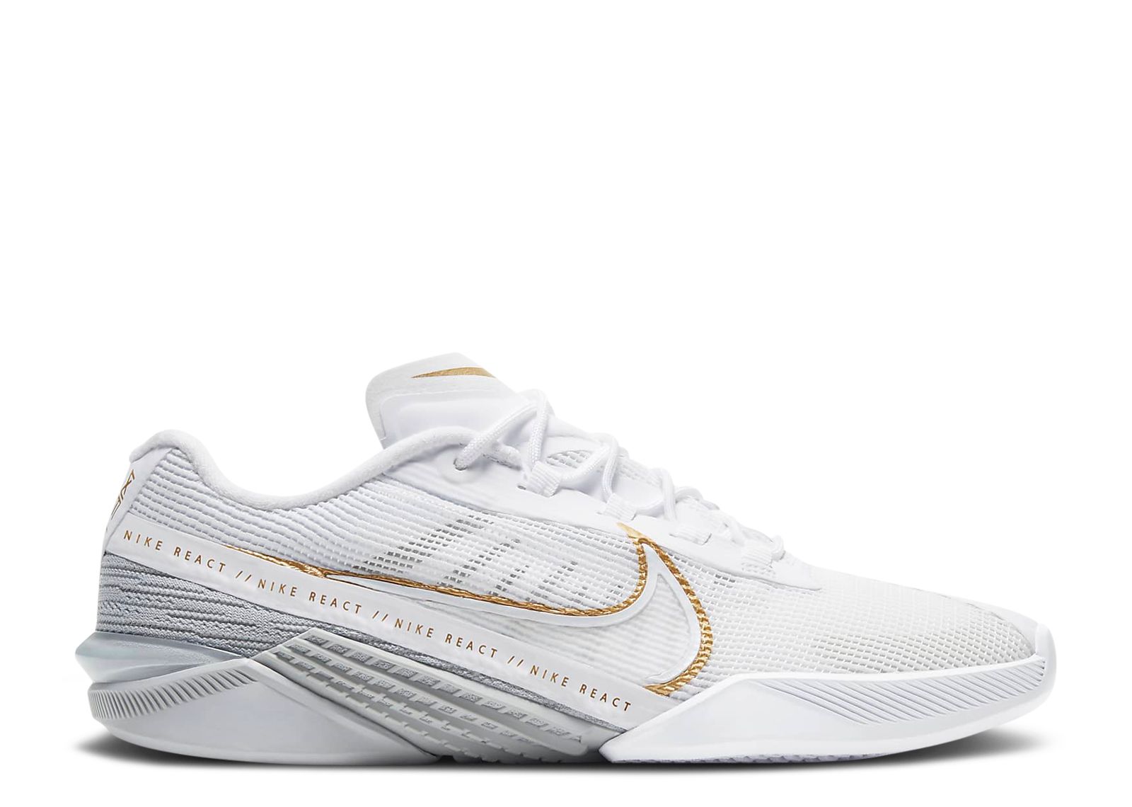 Nike metcon clearance white and gold