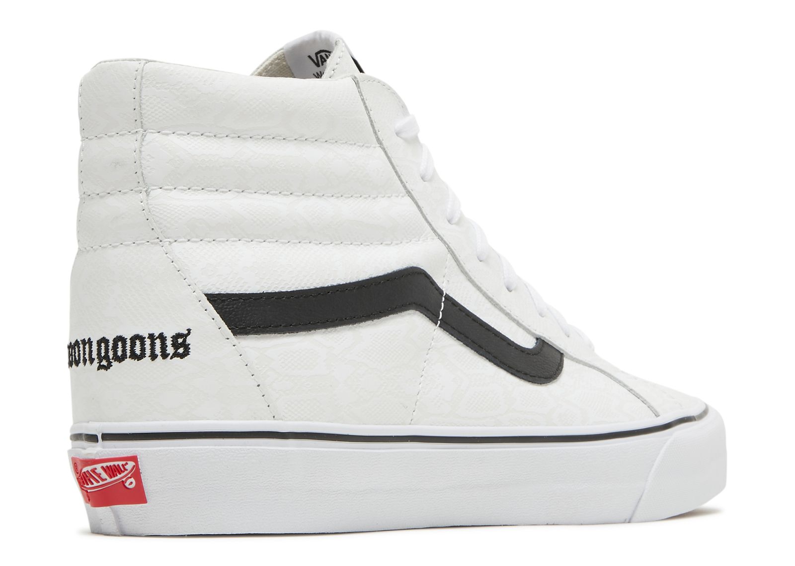 Vans white outlet and black stripe