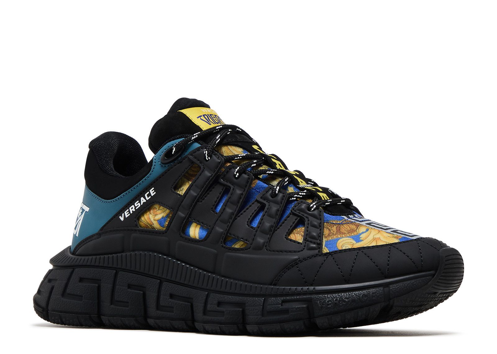 Trigreca Medusa Renaissance-print sneakers Versace Black/Multicolor Leather Nylon Trigreca Medusa  main image 3