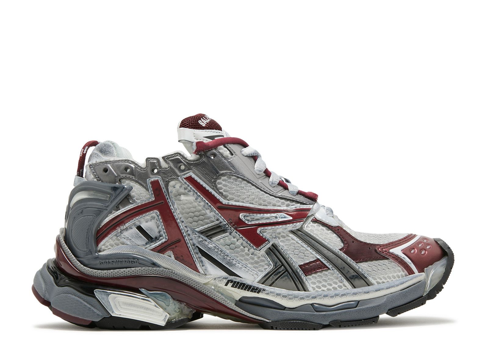 Balenciaga Burgundy and Black Athletic Shoes Balenciaga Black/Burgundy Leather and Mesh Race Runner  main image 4