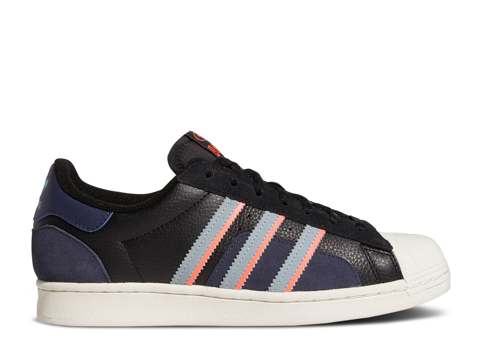 adidas Superstar Shoes - Men's - Core Black / Magic Grey / Turbo - 4.5