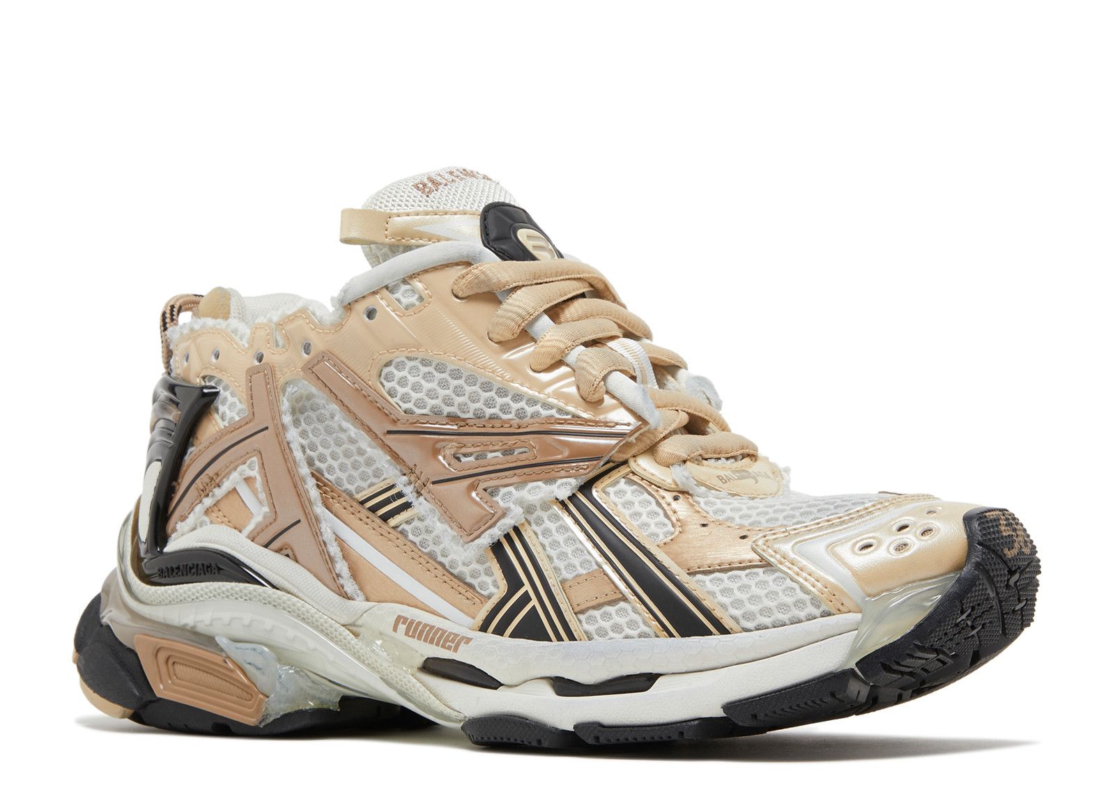 Authentic Balenciaga Cream/Beige Layered Runner Sneakers Balenciaga Runner Beige Black White Sneaker – The Gallery Online main image 3