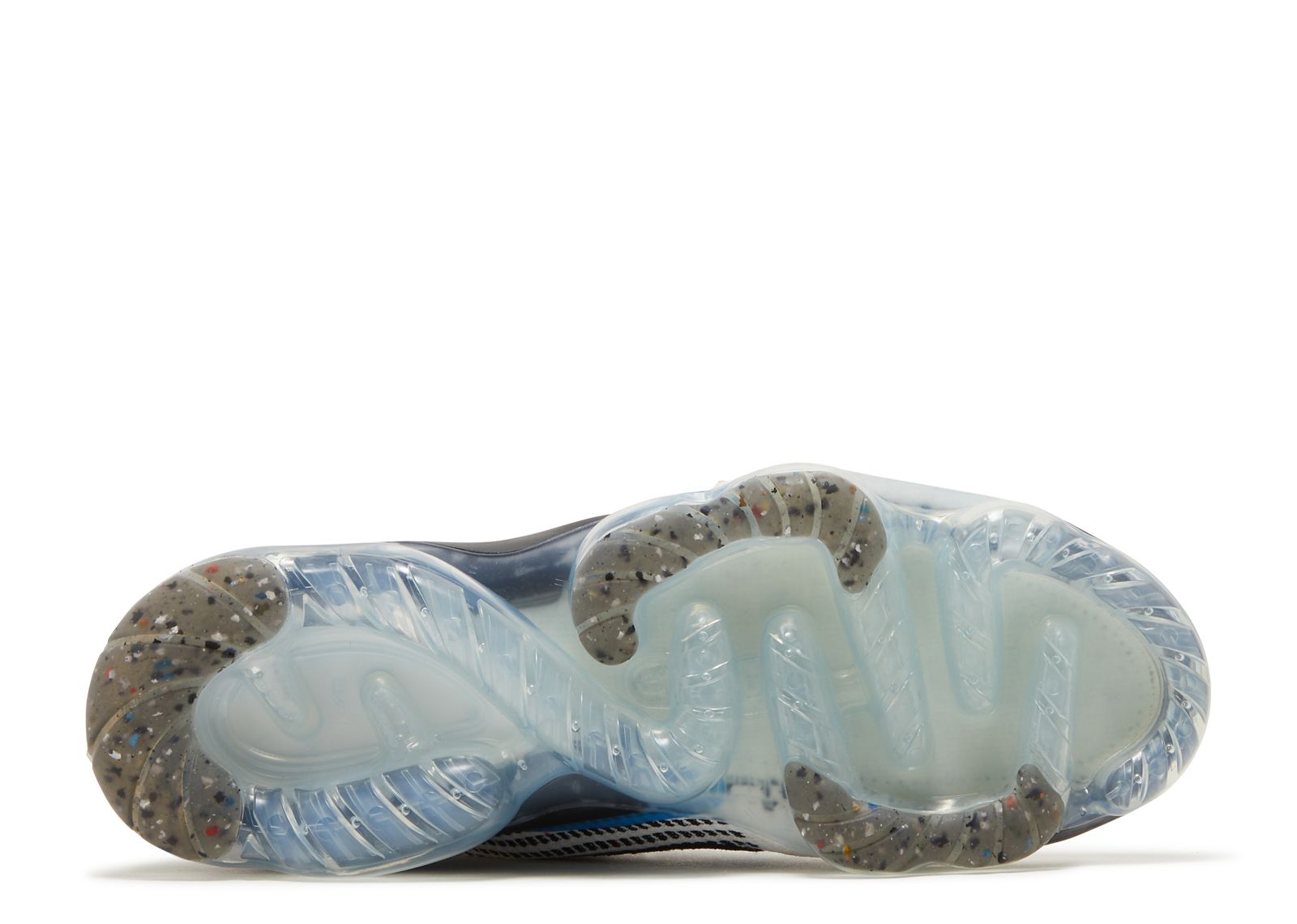 white vapormax with blue bottom