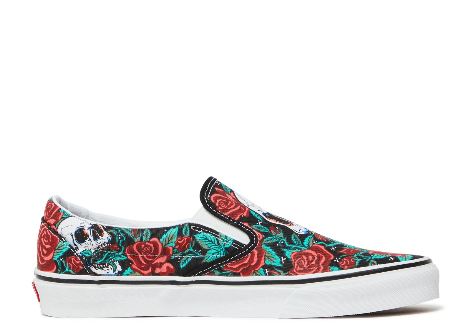 black slip on vans with roses