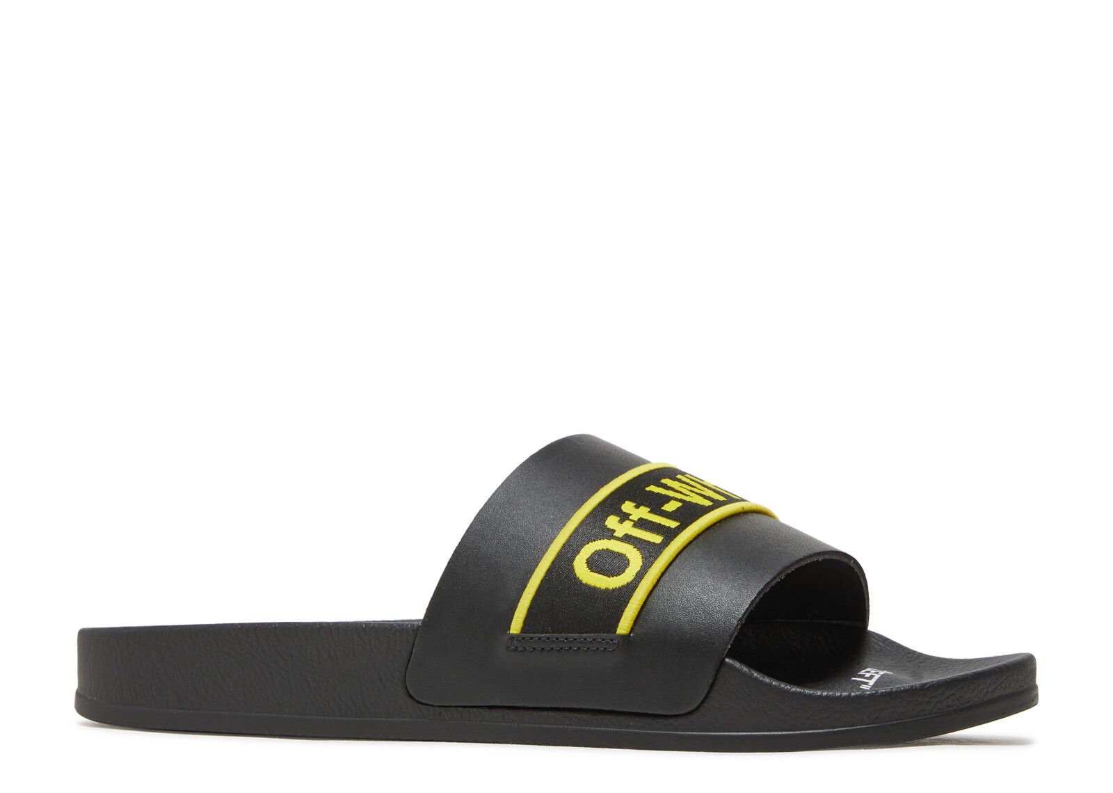Off- white sliders “black yellow” Off White logo-print leather slides Black Pony-style  main image 4