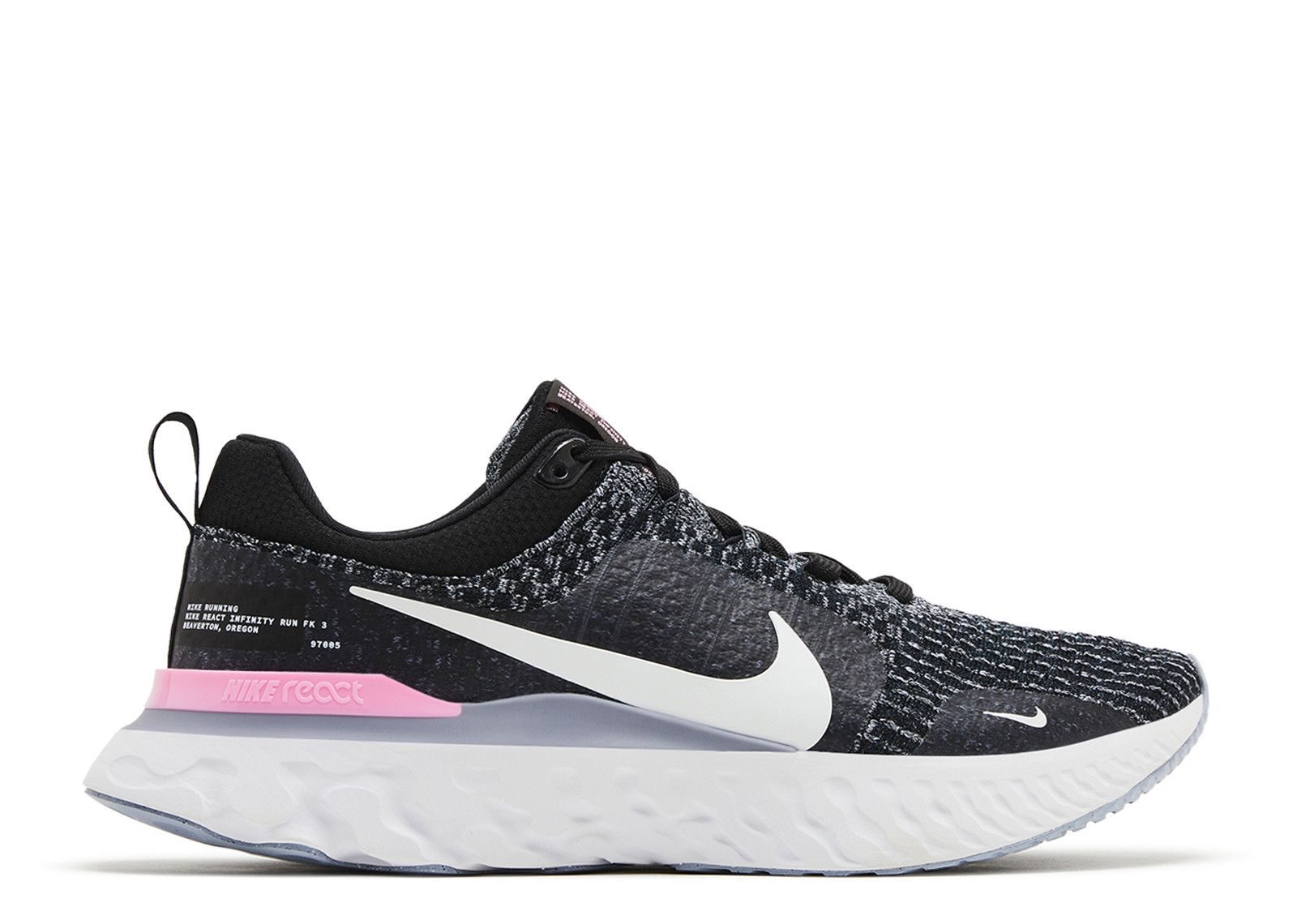Nike React Infinity Run Flyknit 3 Mens Sneakers DZ3014-001 Black Grey Pink   11 Nike React Infinity Run Flyknit 3 Black Pink Turquoise (W  main image 4