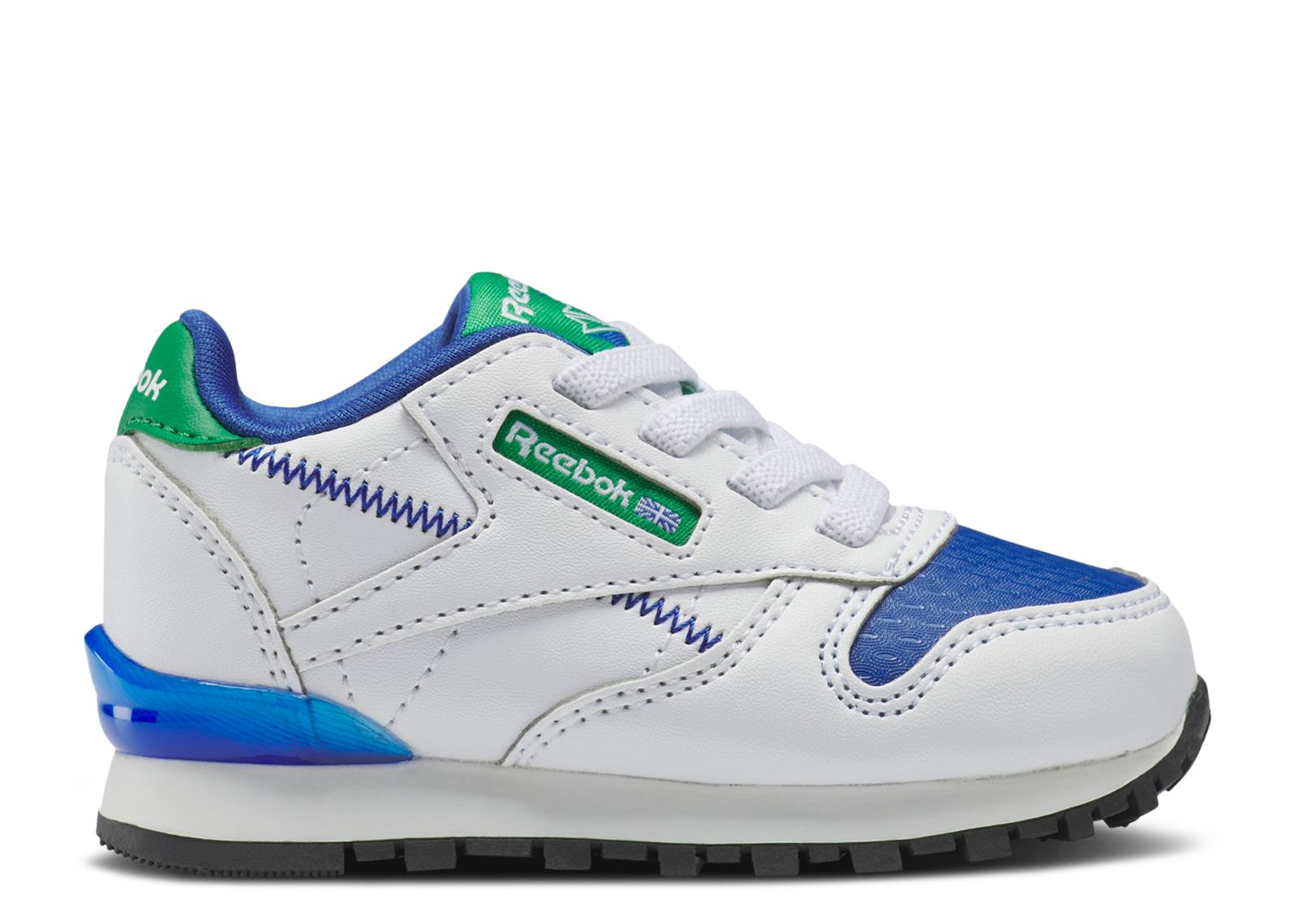 Classic Leather Step 'n' Flash Toddler 'White Green Vector Blue'