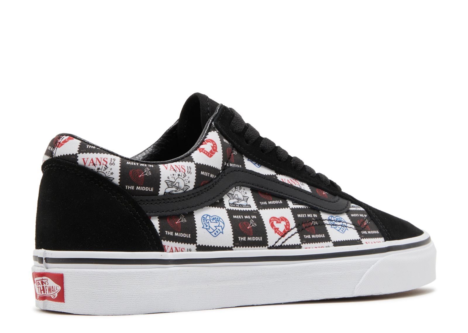 White vans clearance with black letters