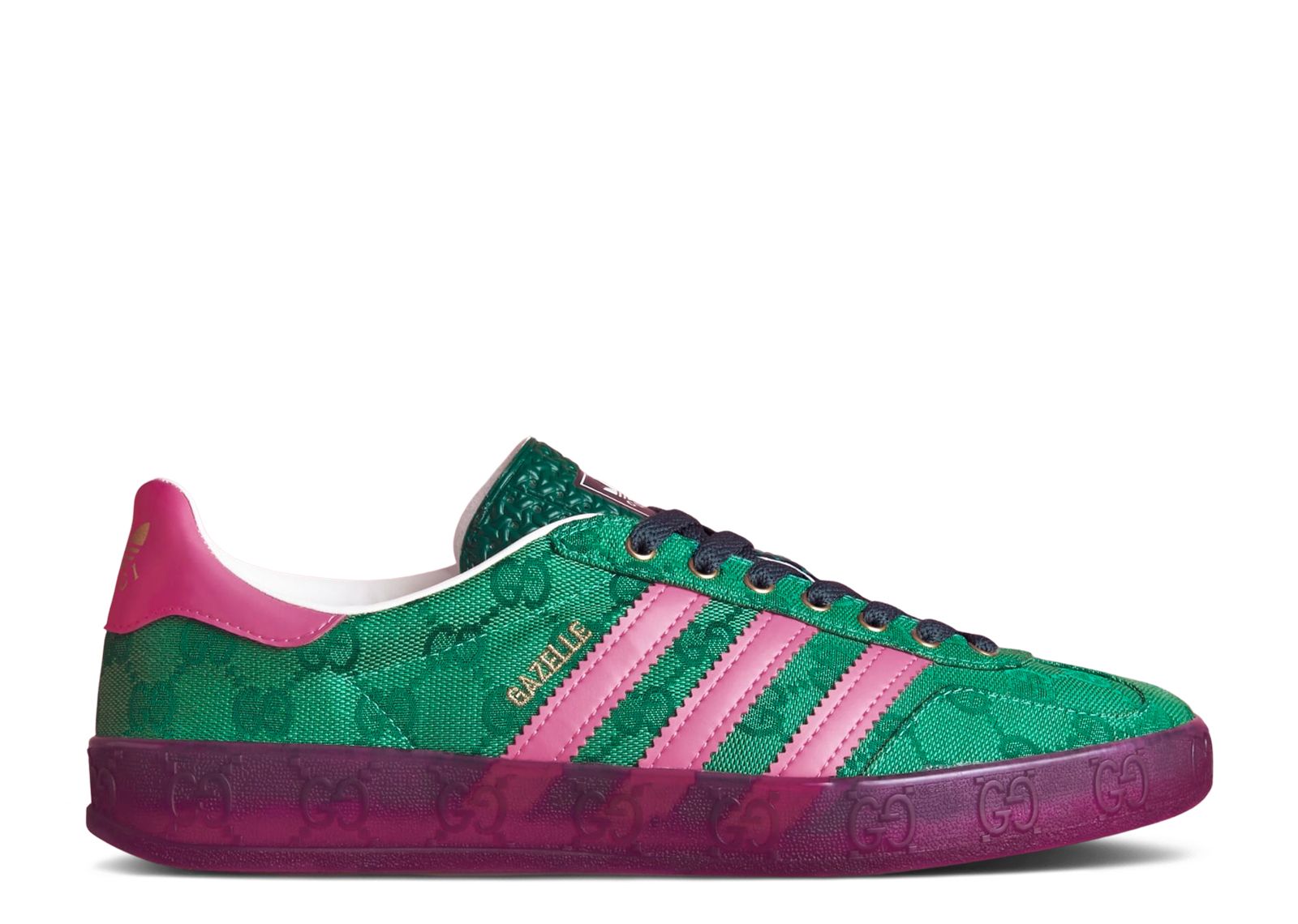 pink and green adidas gazelle shoes