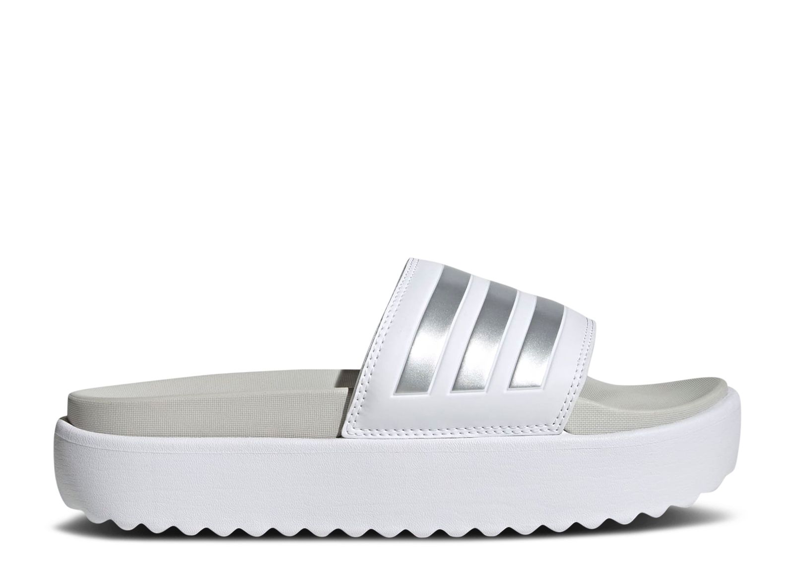 Wmns Adilette Platform Slide 'White Zero Metallic' - Adidas