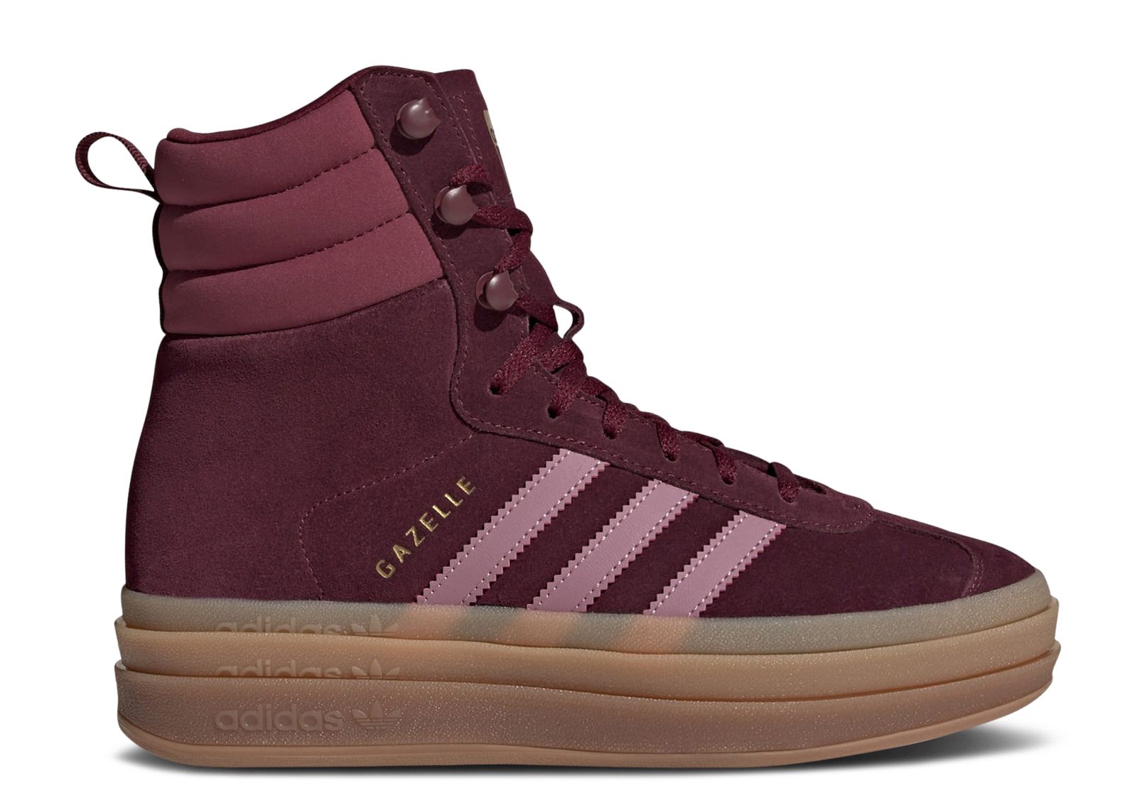 adidas Gazelle Shoes - Women's - Maroon Red / Wonder Orchid / Gold - 7.5