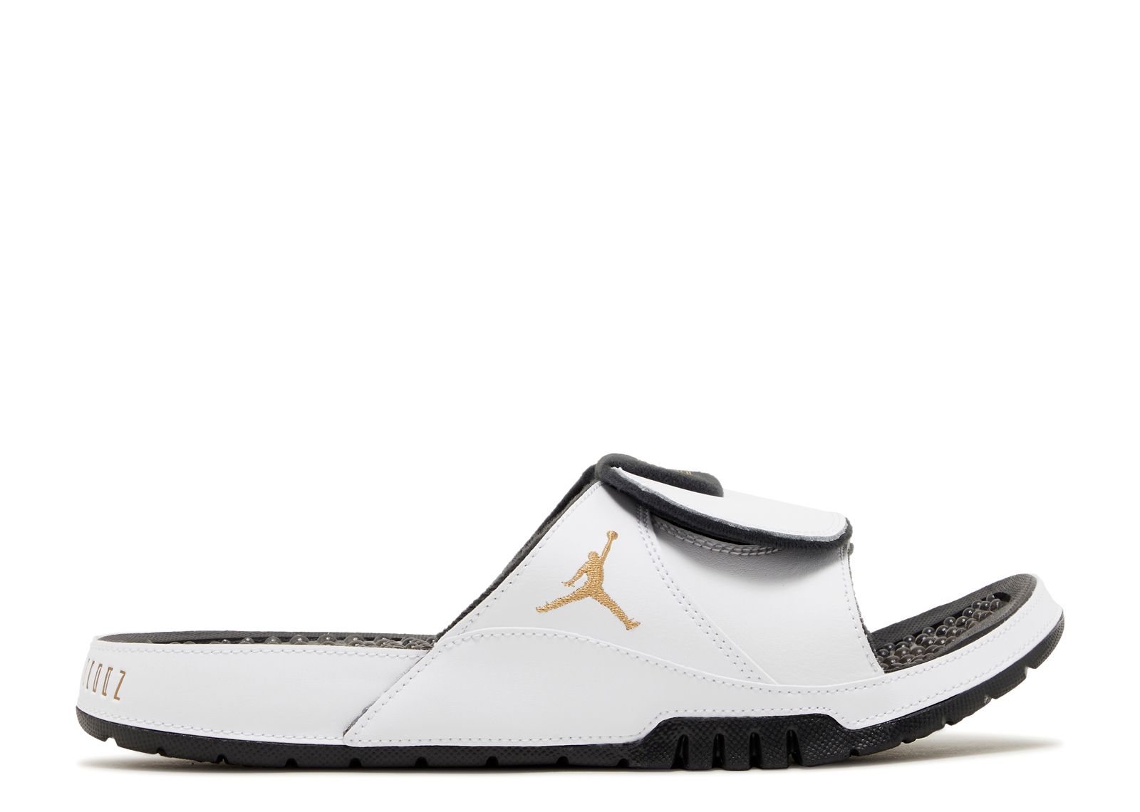 White and cheap gold jordan slides