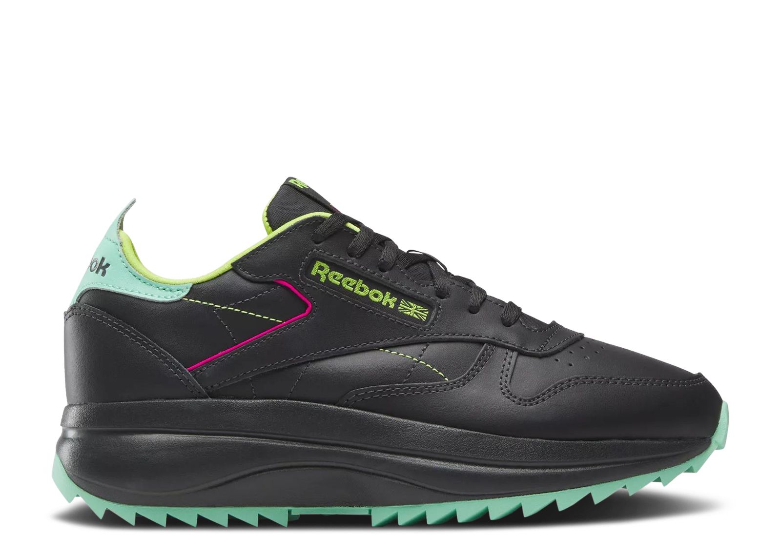 Wmns Classic Leather SP Extra 'Black Laser Lime'