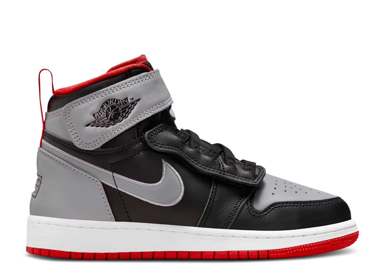 Jordan 1 High FlyEase GS Bred Shadow Air Jordan DC7986 010 black cement grey white fire red Flight Club