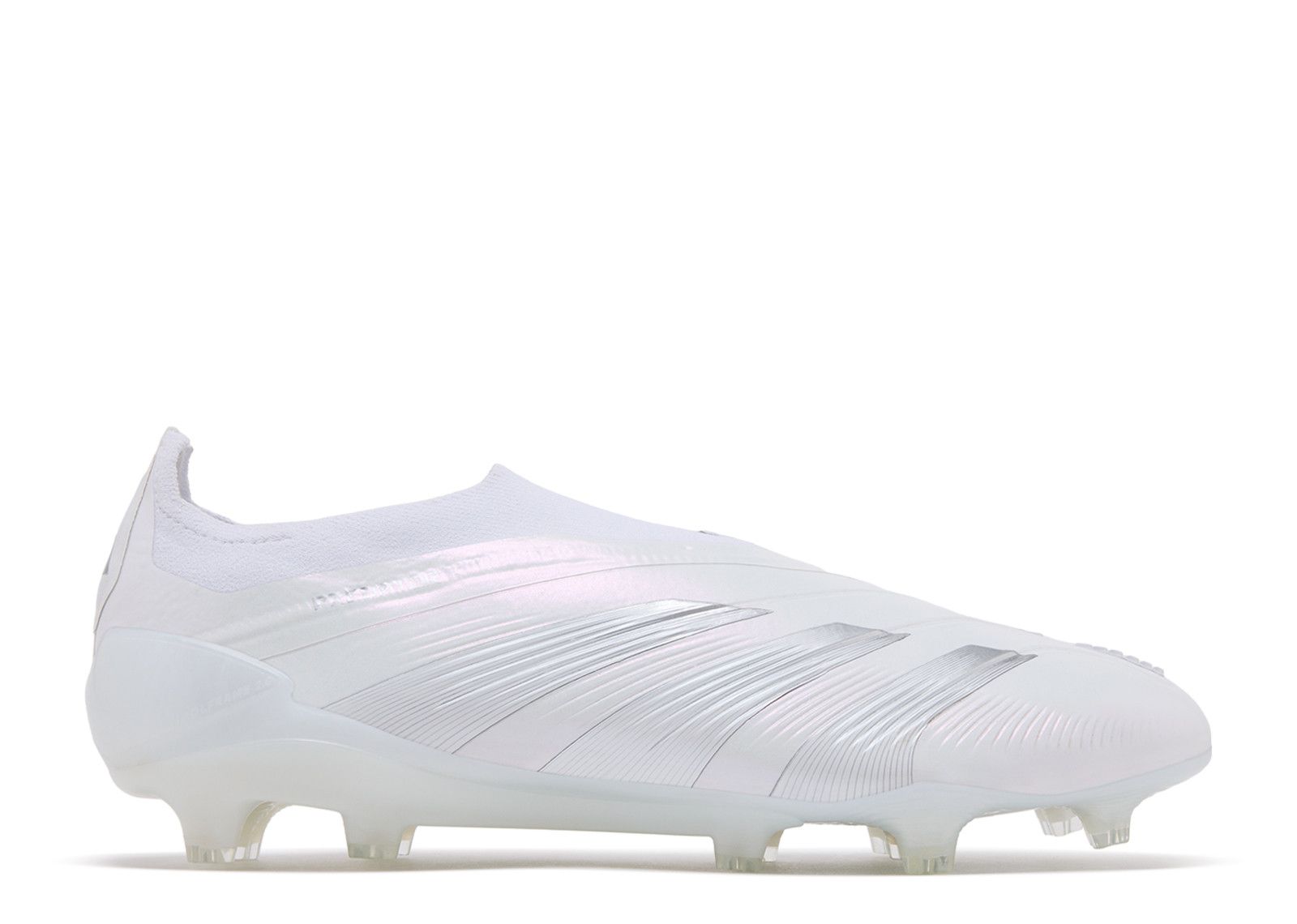 adidas Predator 24 Elite Laceless Firm Ground Soccer Cleats (White/Silver Metallic) 7.5 M / 8.5 W