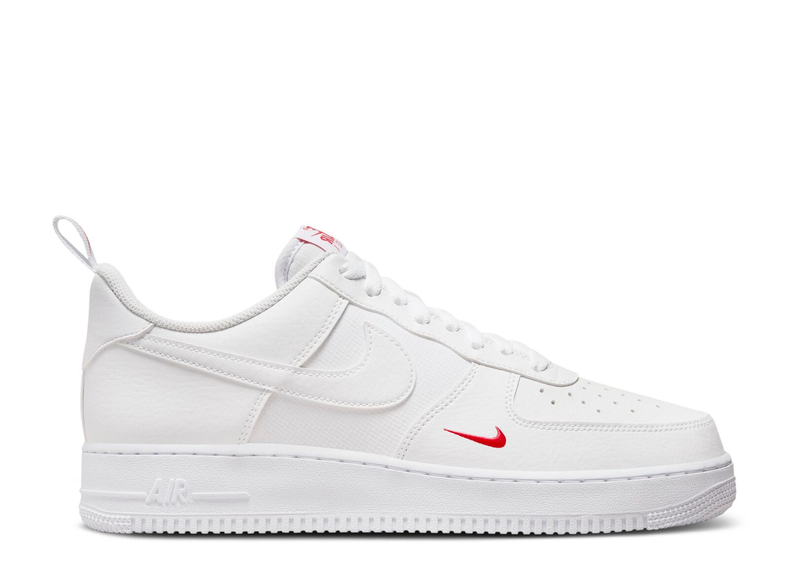 Nike Men s Air Force 1 Low top Leather Sneakers with Red Mini Swoosh