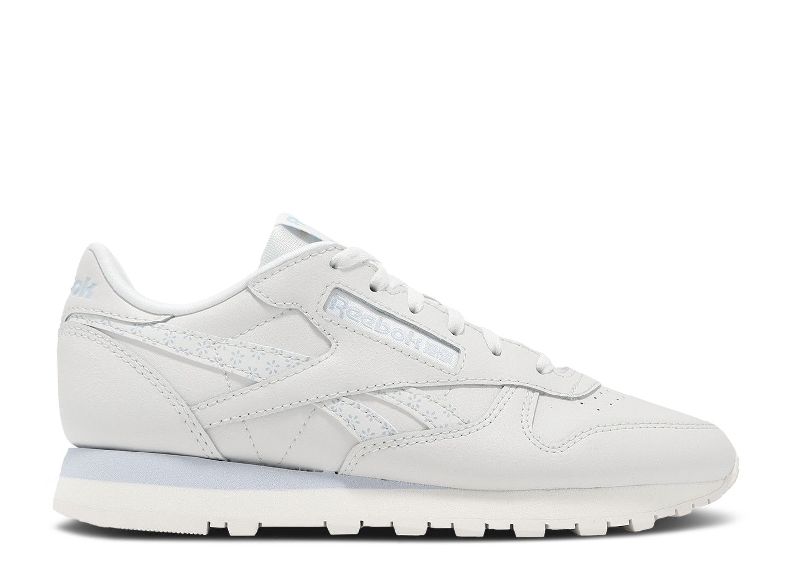 Wmns Classic Leather 'Floral Logo - Grey Pale Blue'