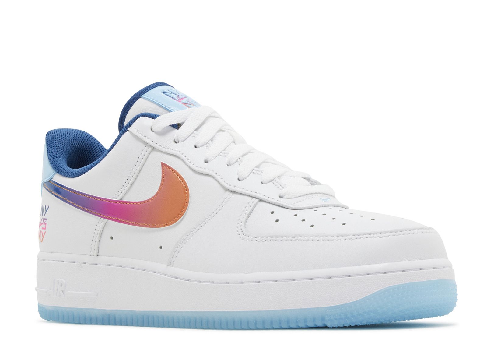 Air force 1 blue and pink swoosh on sale