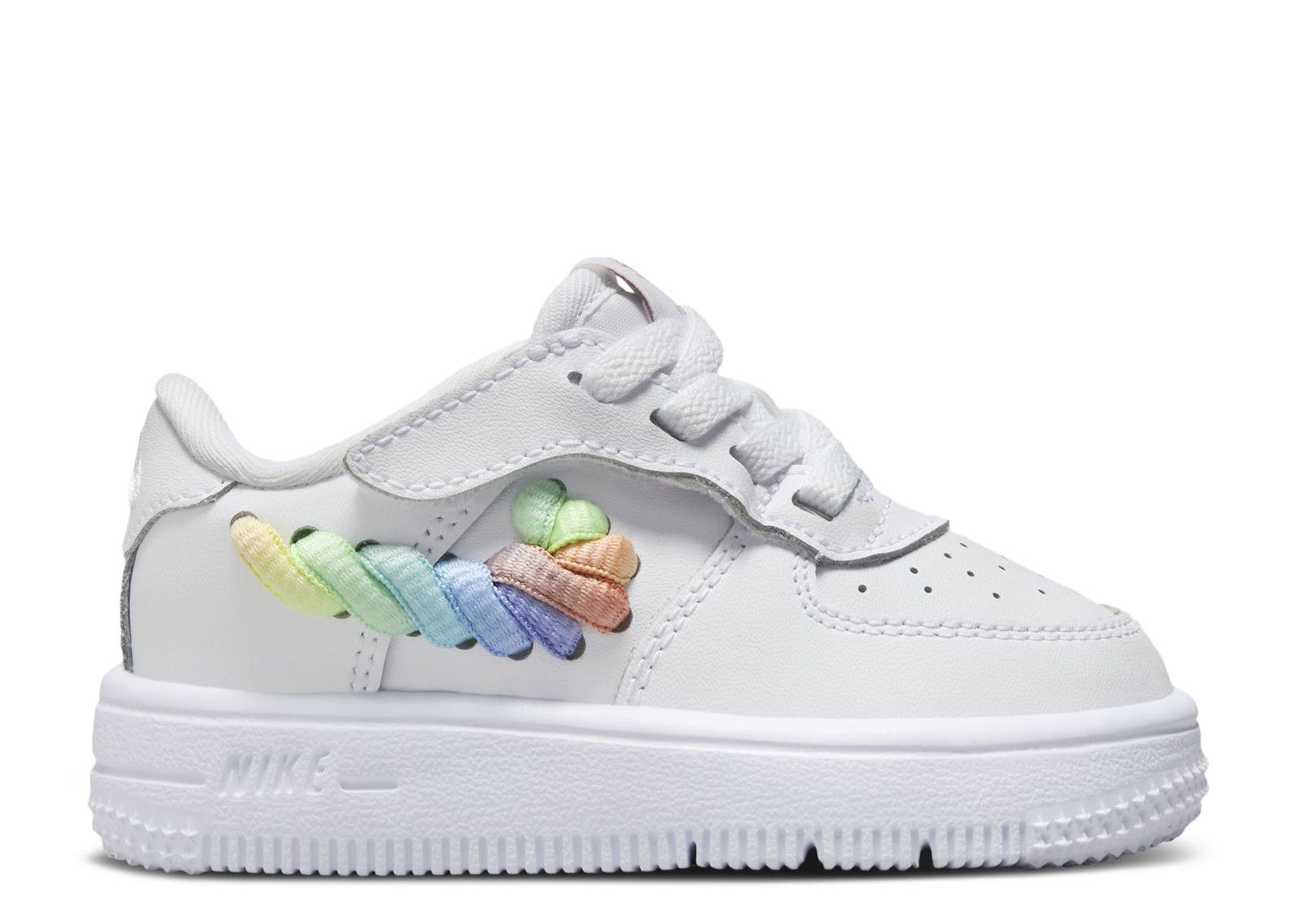 Force 1 Low LV8 EasyOn TD Rainbow Lace Swoosh Nike FN4891 100 white terra blush vapour green multi color Flight Club Japan