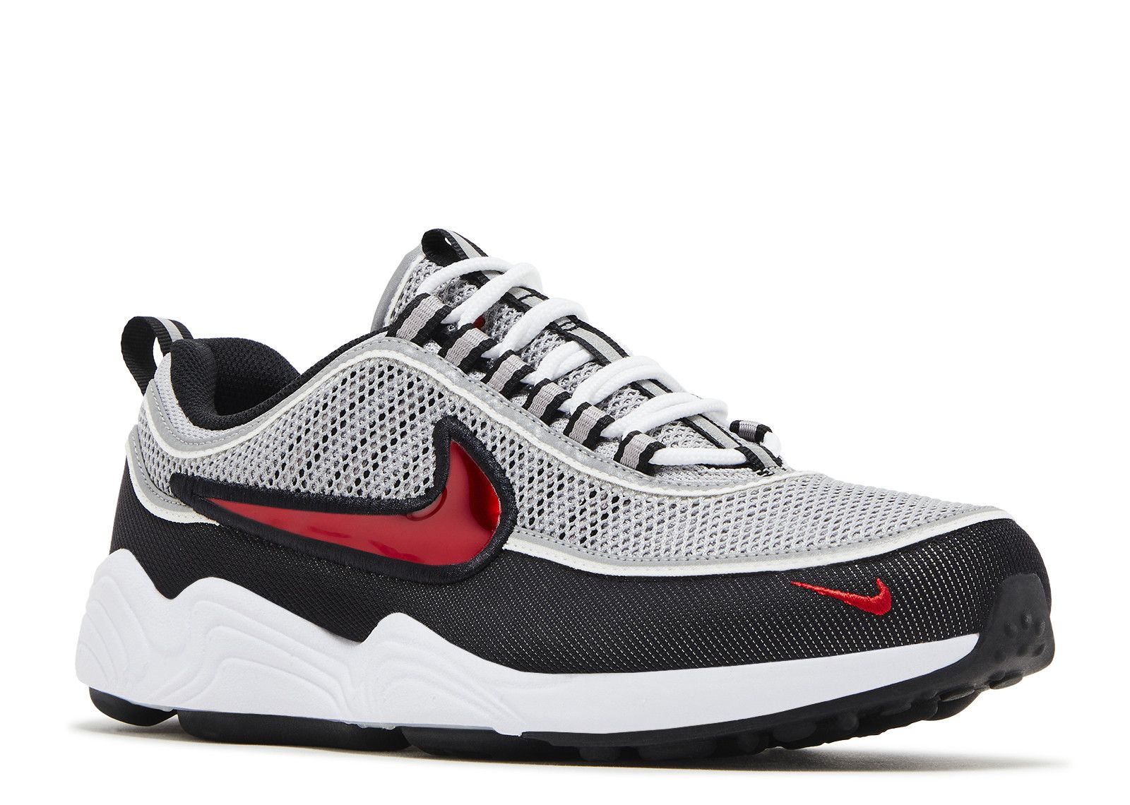 NIKE AIR ZOOM SPIRIDON LLIC SILVER/SPORT RED 国内発送 Air Zoom Spiridon Sneaker in Metallic Silver/Sport Red/Black