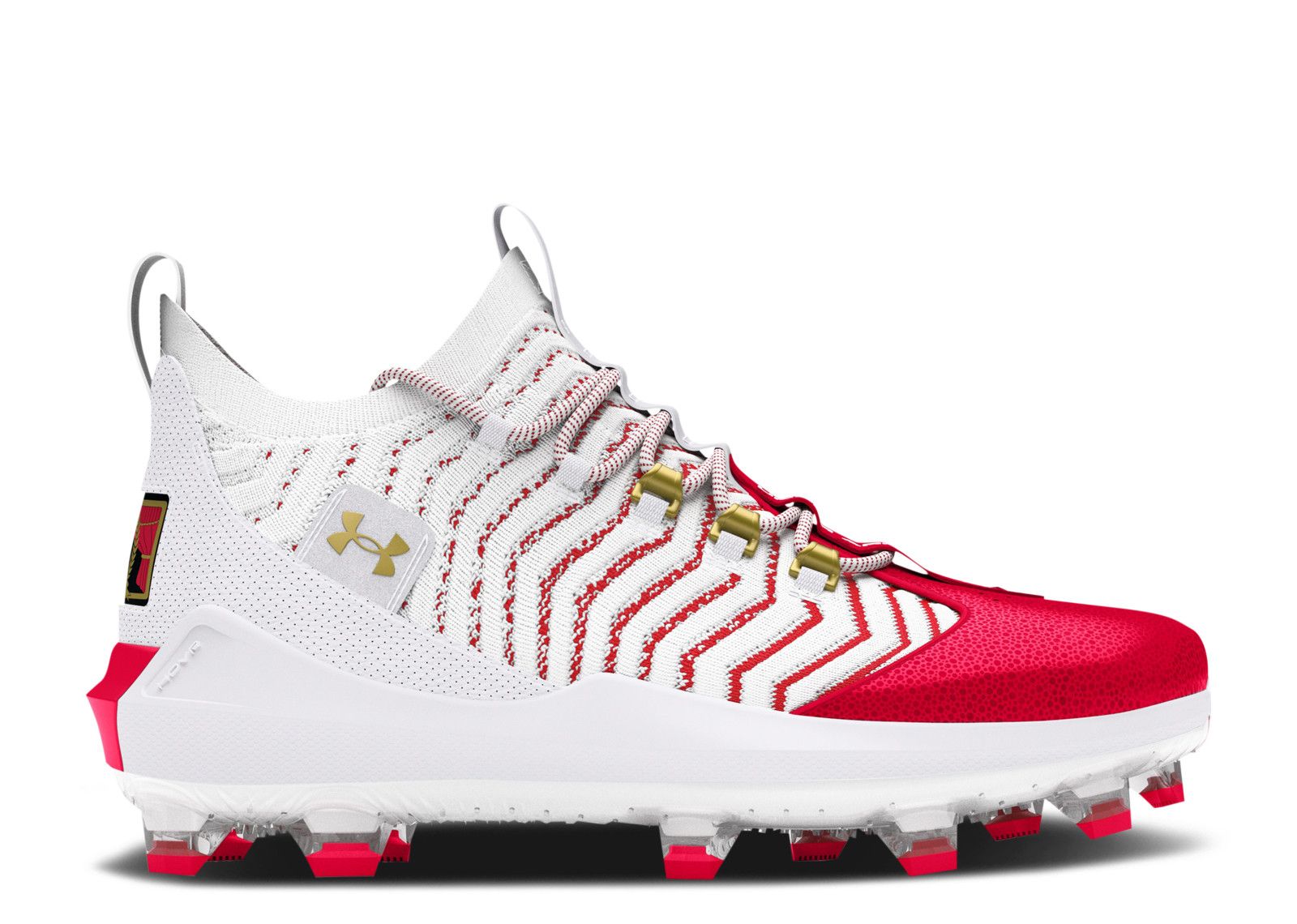 Under Armour Bryce Harper 9 Pro TPU Baseball Cleats White/Metallic Gold Bryce Harper Cleats main image 3