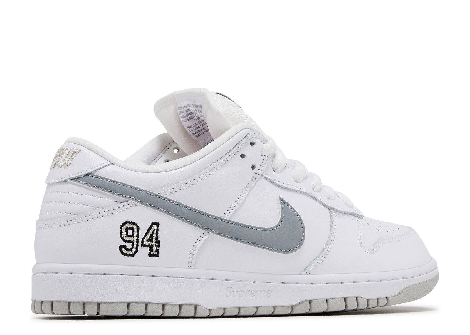 ① 新品 Supreme Nike SB Dunk Low White US10 Supreme X Dunk Low SB 'White Metallic Silver' - Nike - HQ8487 100