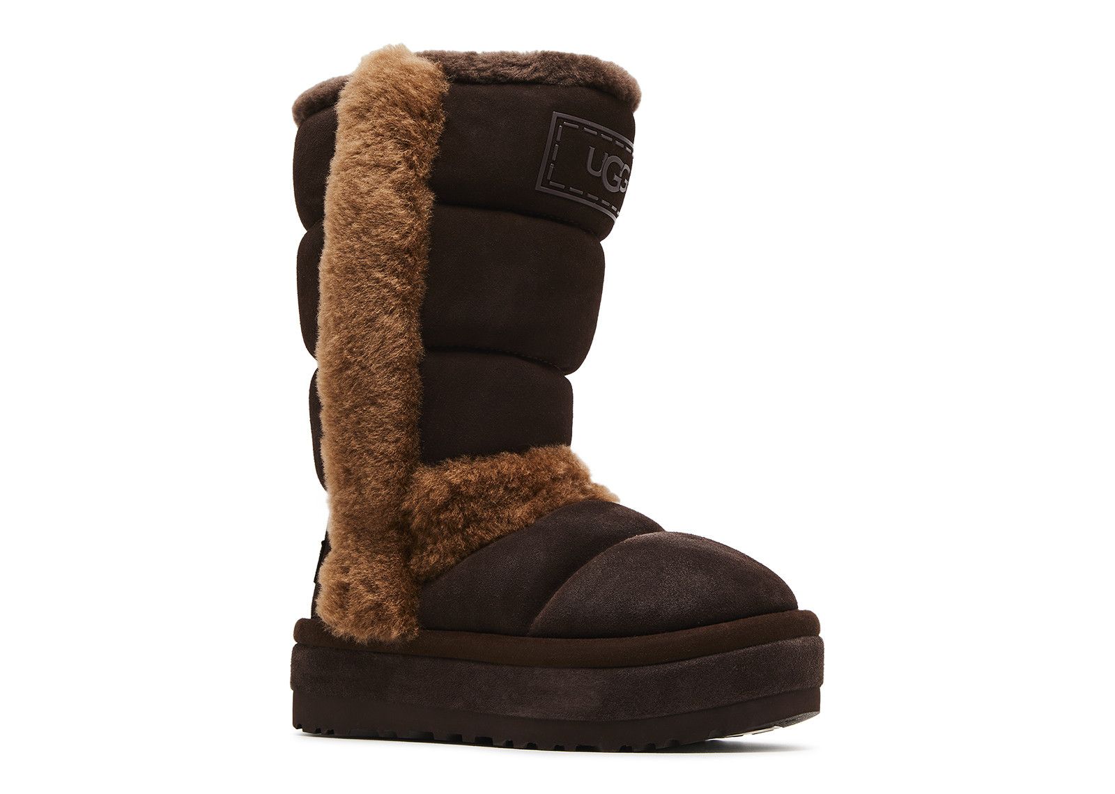 UGG Classic Chillapeak Tall Burnt Cedar Brown Platform Boots 1145990 Mens 8 UGG CLASSIC CHILLAPEAK TALL CHESTNUT SUEDE FUR PLATFORM  main image 3