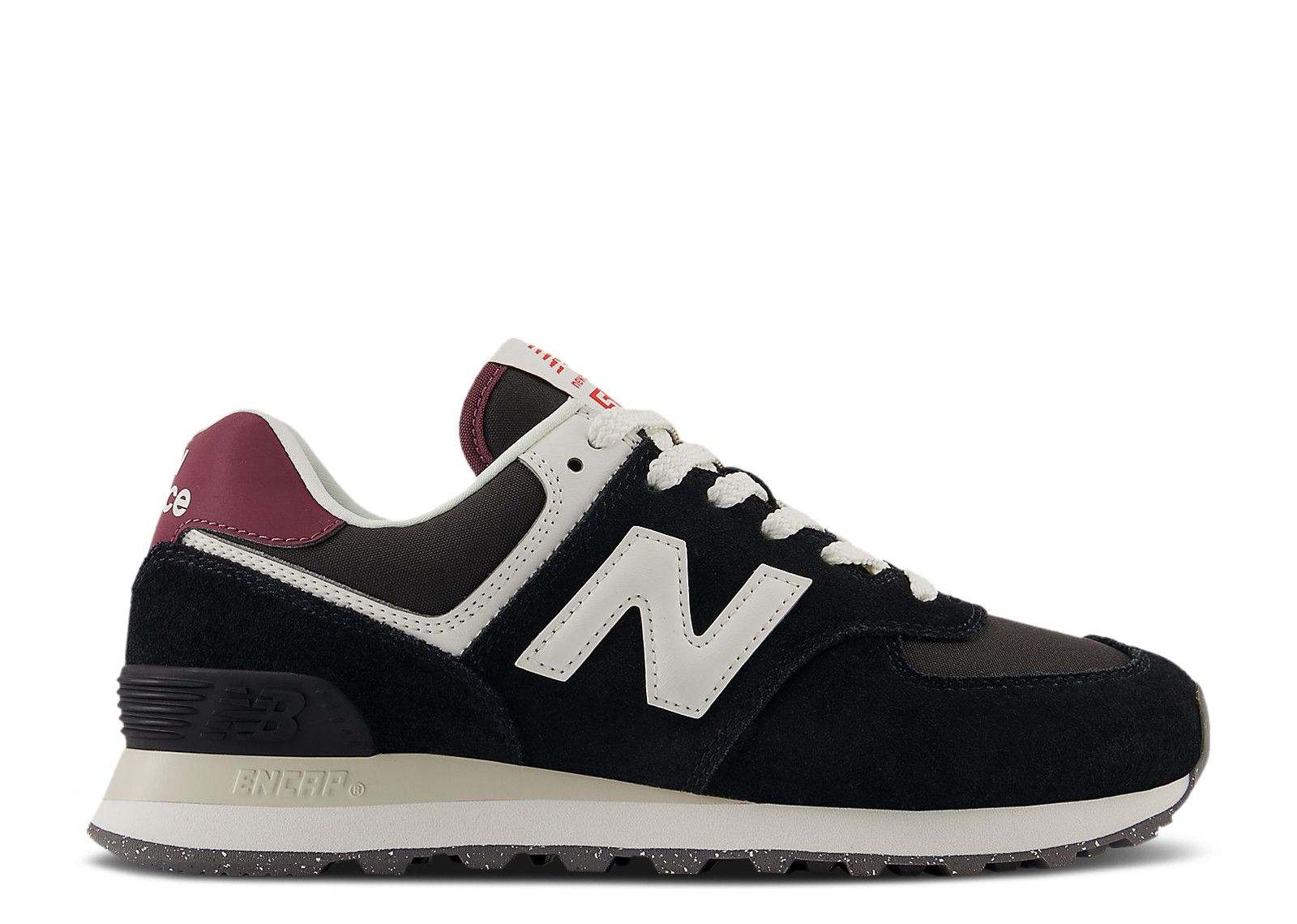 New Balance Wmns 574 'Black White Maroon'