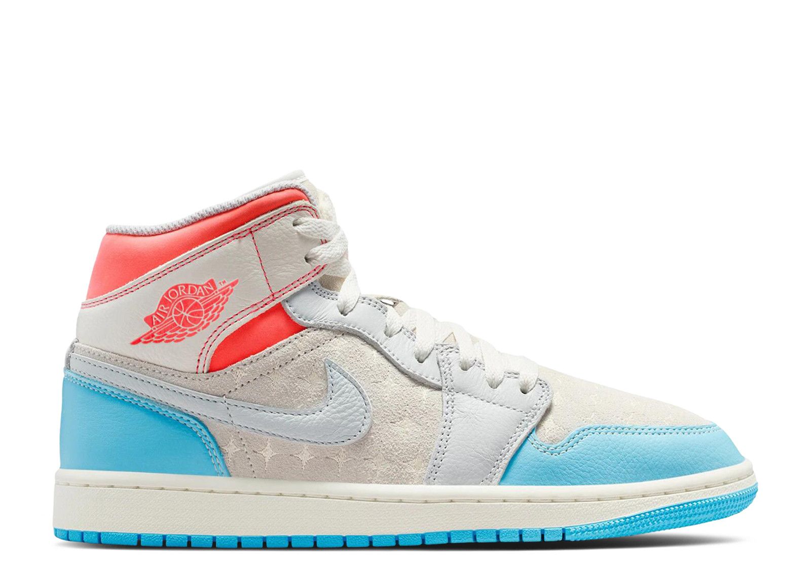 Wmns Jordan 1 Mid 'Sail Hot Lava Blue Chill'