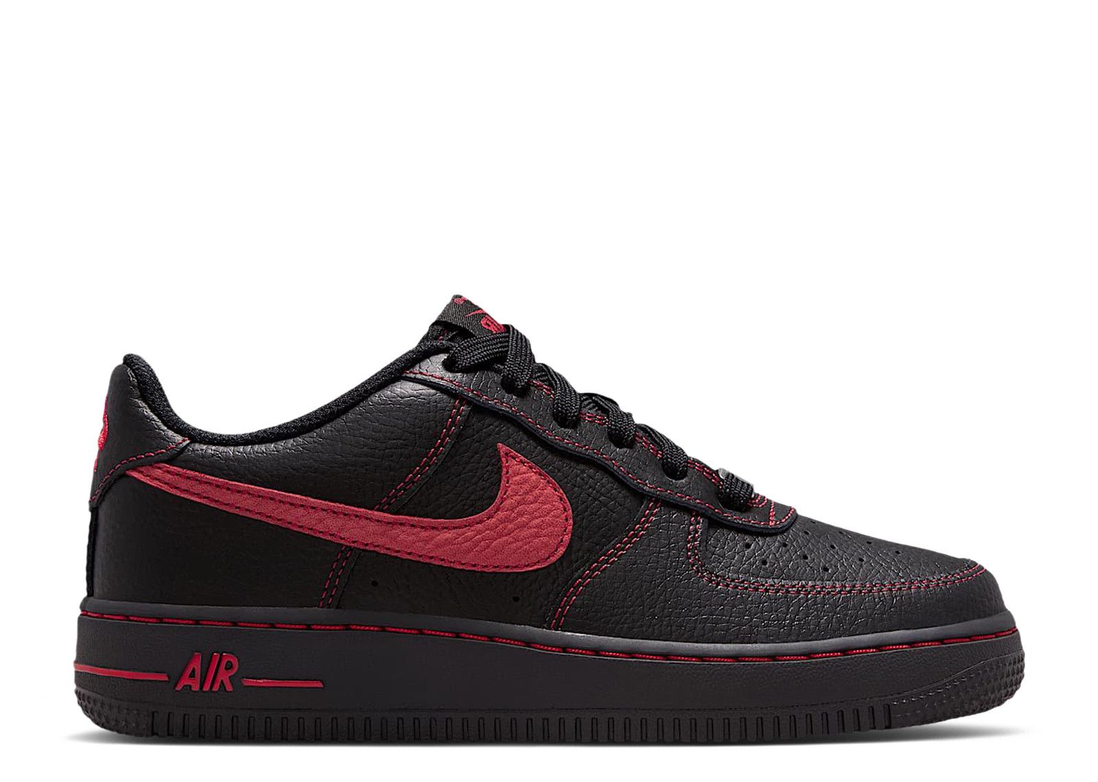 Nike Air Force 1 LV8 GS 'Black/Black/Black/University Red'