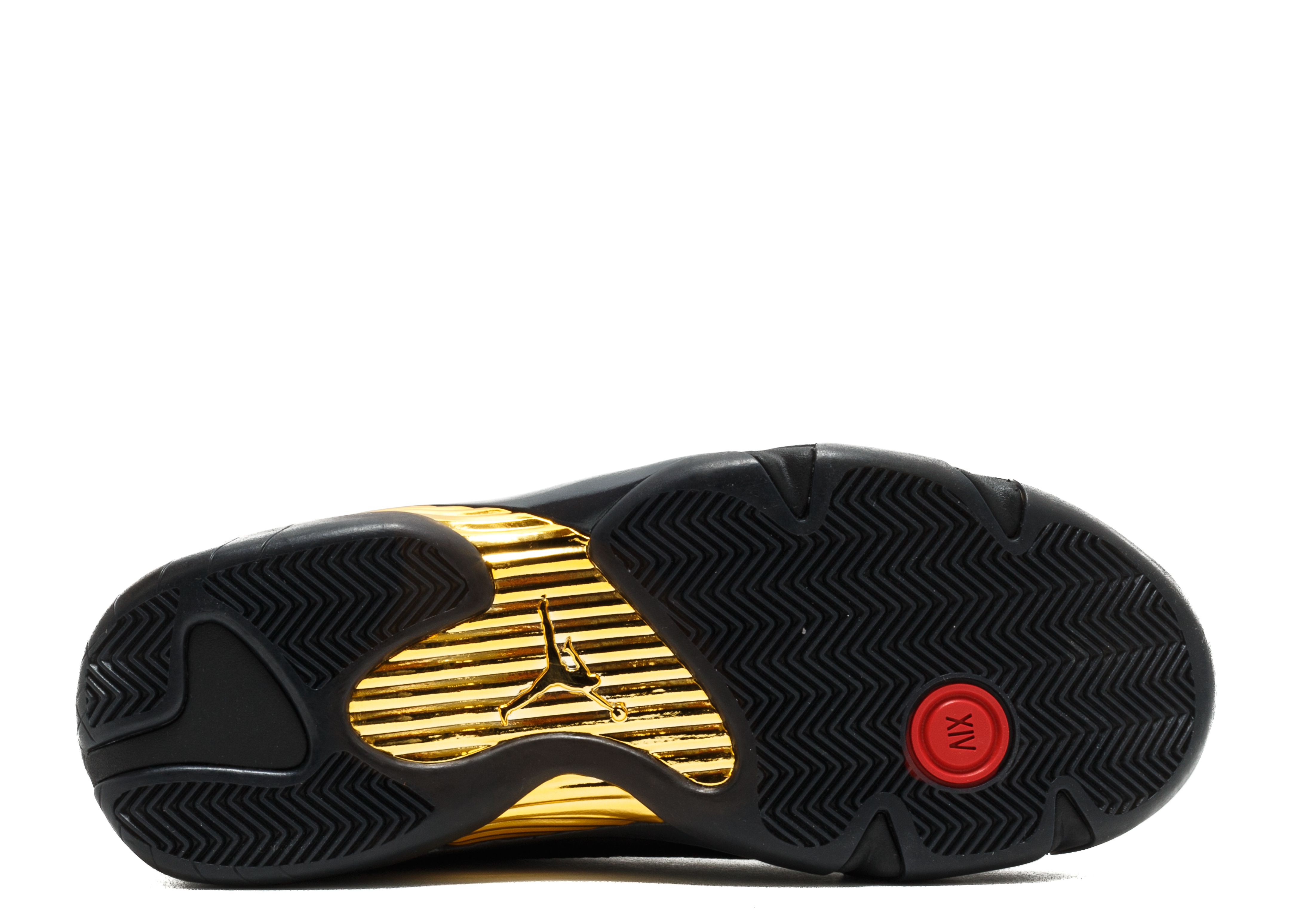 gold and black jordan 14