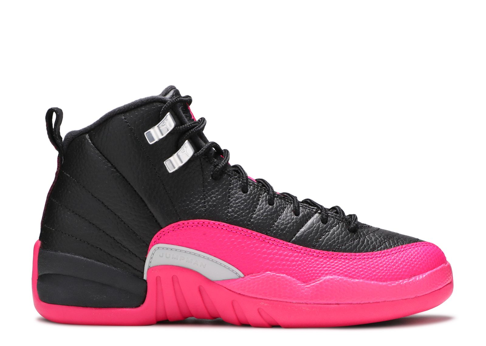 Air Jordan 12 Womens Size 6 (4.5Y) Shoes Black Retro Flu  %Nike Air Jordan 12 Retro Black Pink 2017 Flu Game Size 9Y AJ17 main image 1