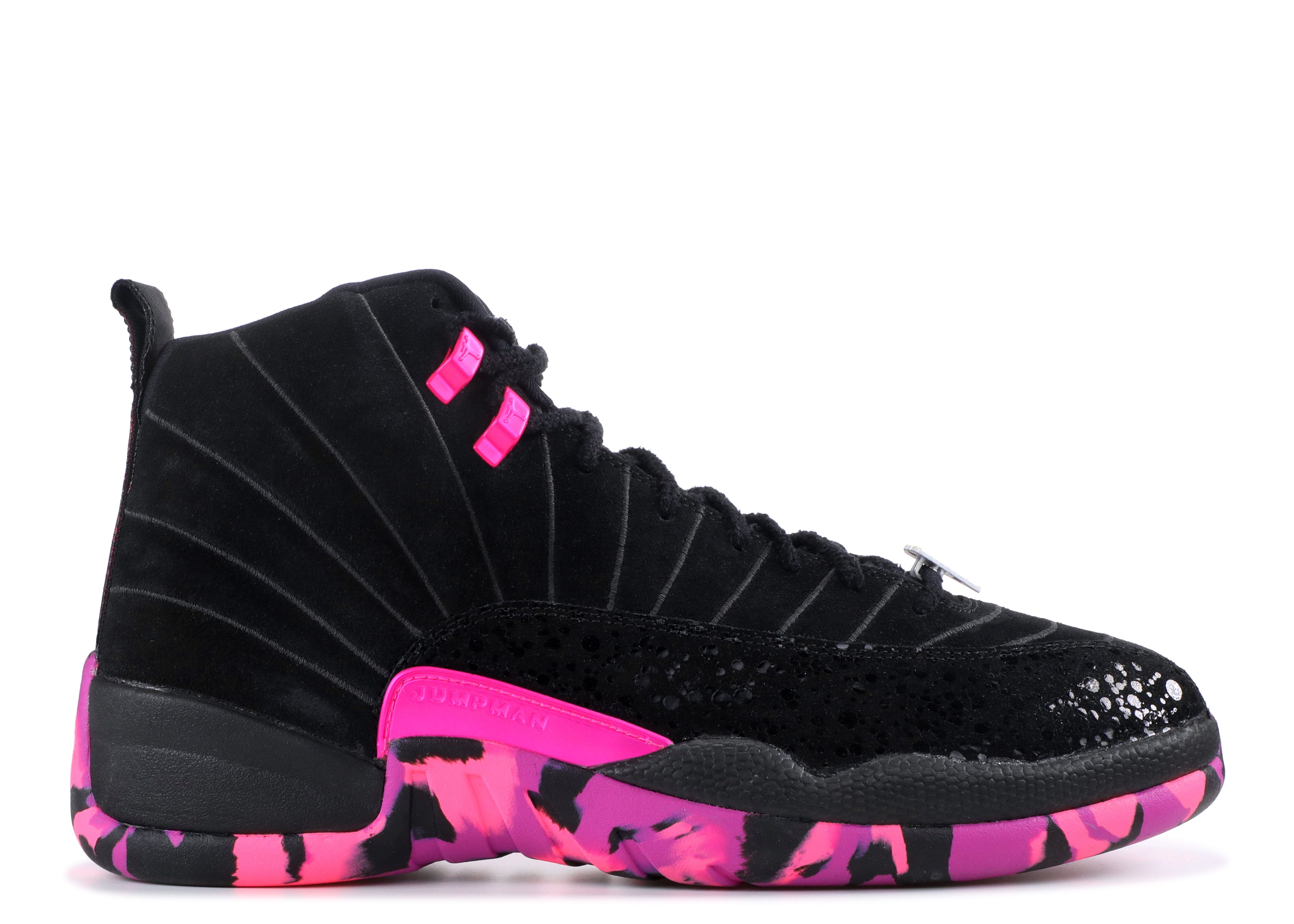 pink and black jordan 12s