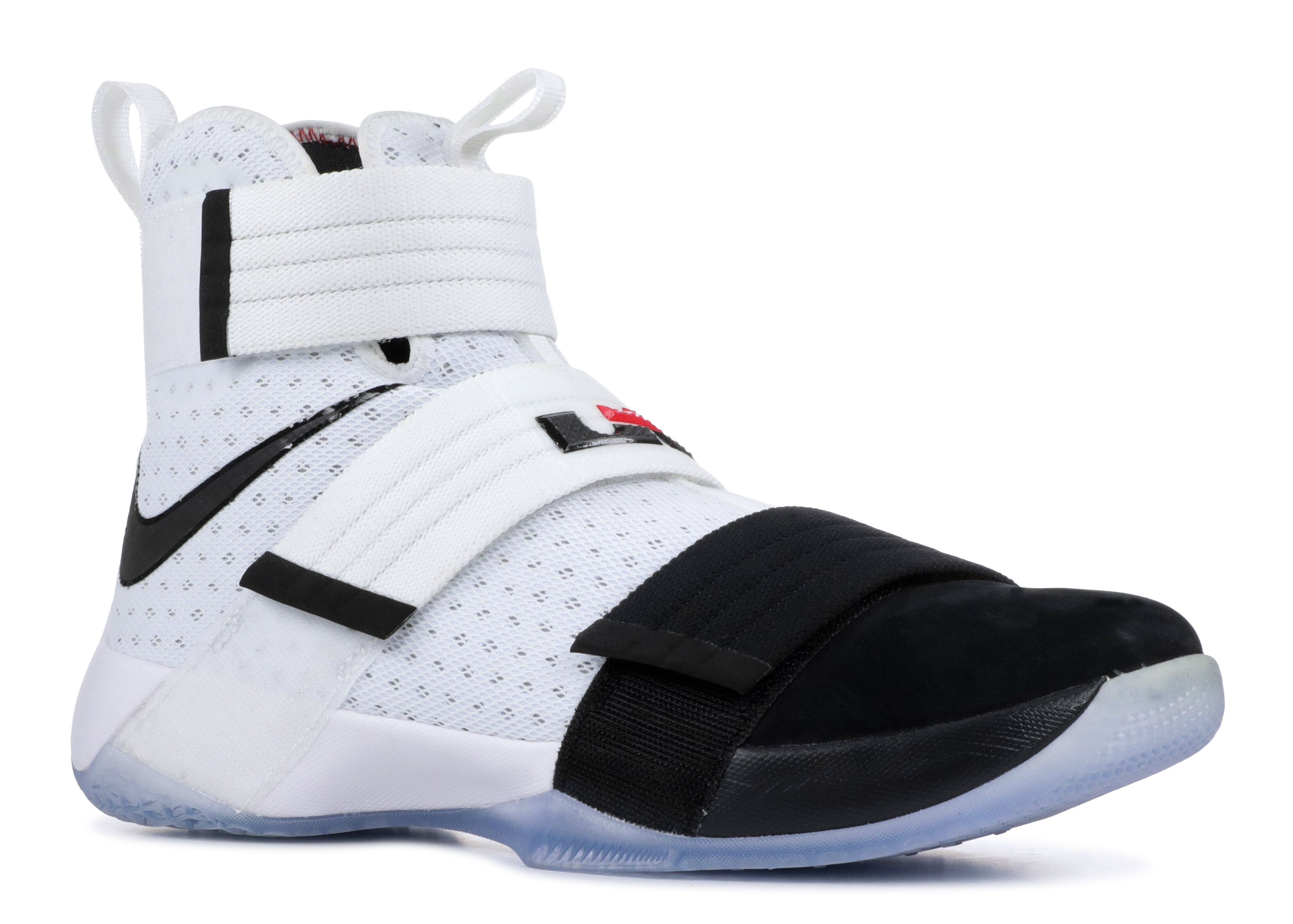 Nike LeBron Zoom Soldier 8 Men 10 White Black Oreo Speckled 688579-110 Size 8 - Nike LeBron Zoom Soldier 8 Premium White for sale  main image 2