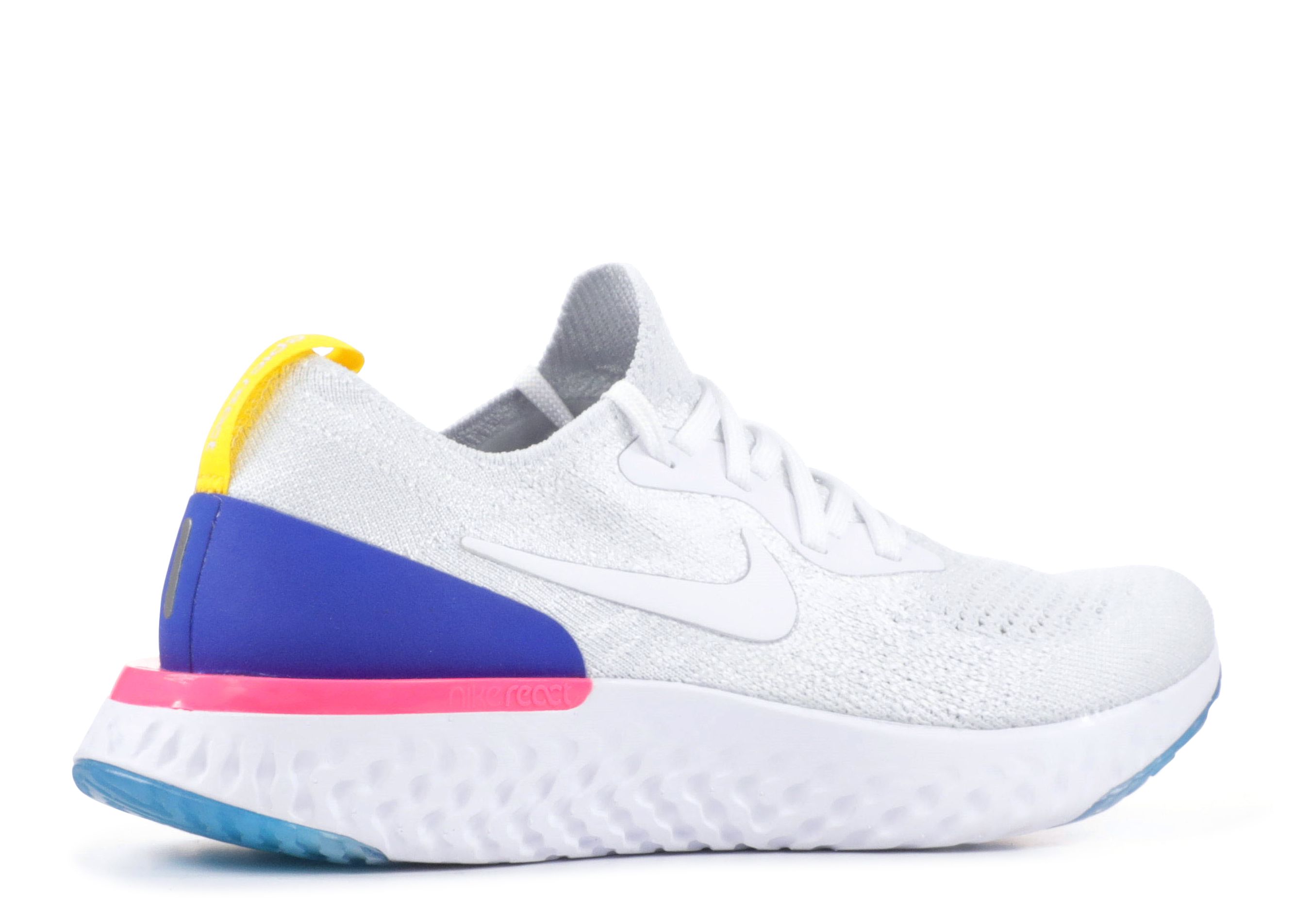 epic react flyknit white racer blue pink blast (w)