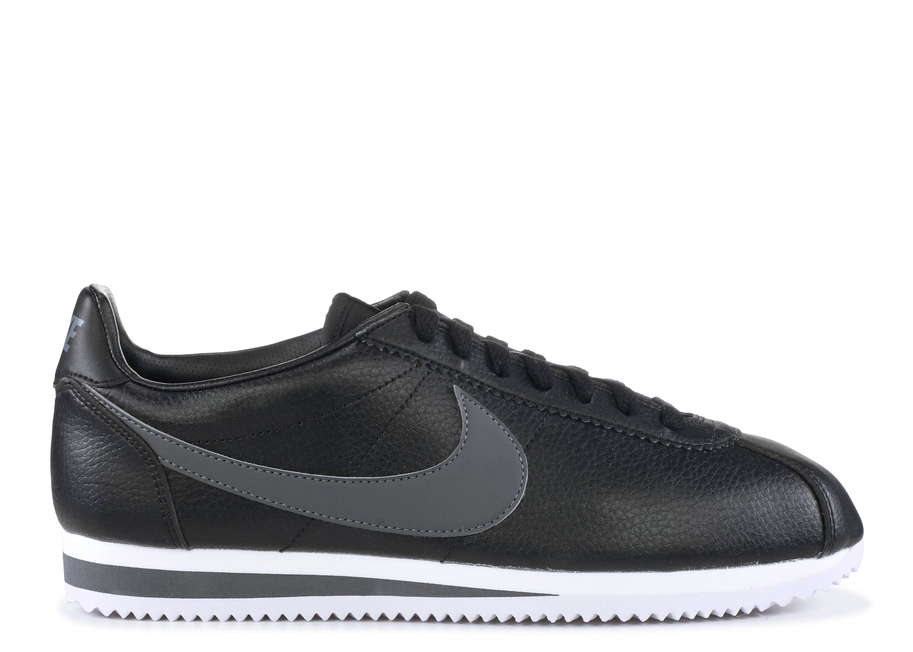 nike cortez black and white leather