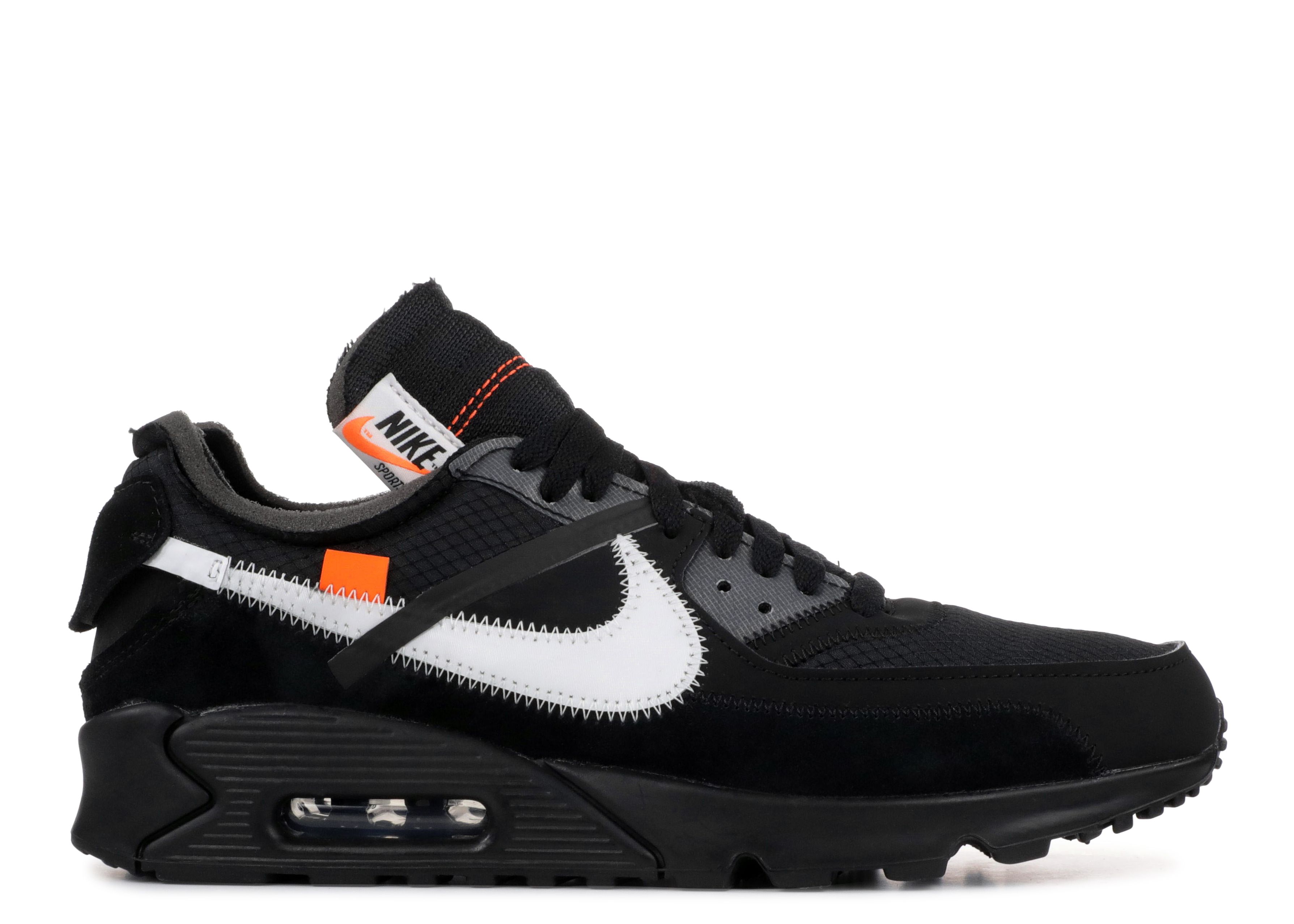 Off White X Air Max 90 'Black' - Nike - AA7293 001 - black/black/cone/white  | Flight Club